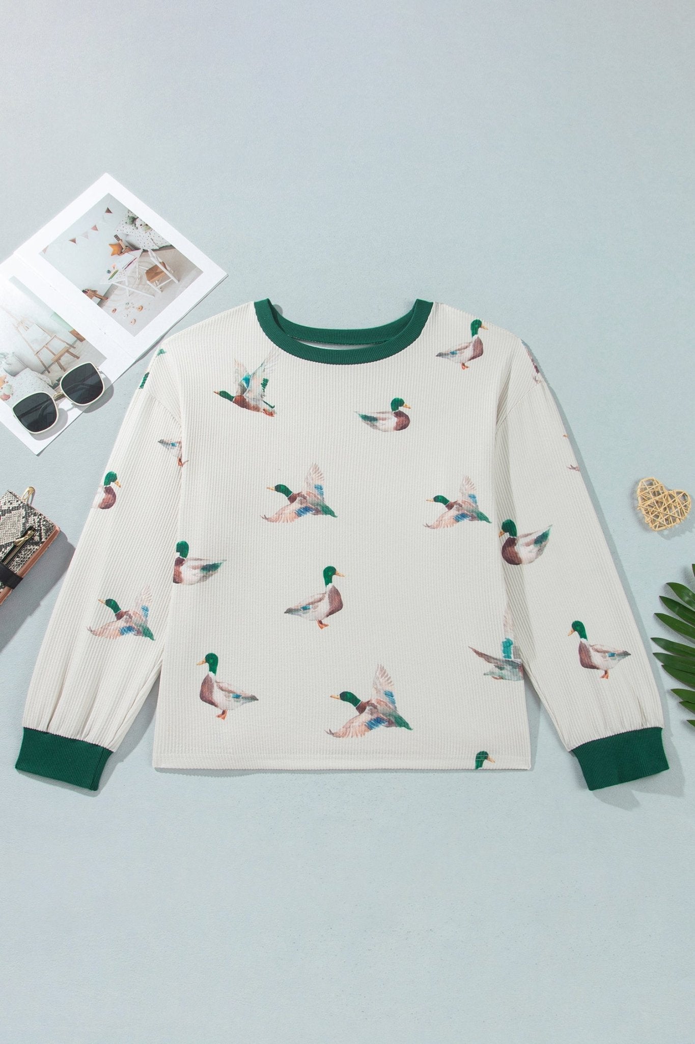 Plus Size Mallard Duck Ribbed Sweatshirt | Zarnesh