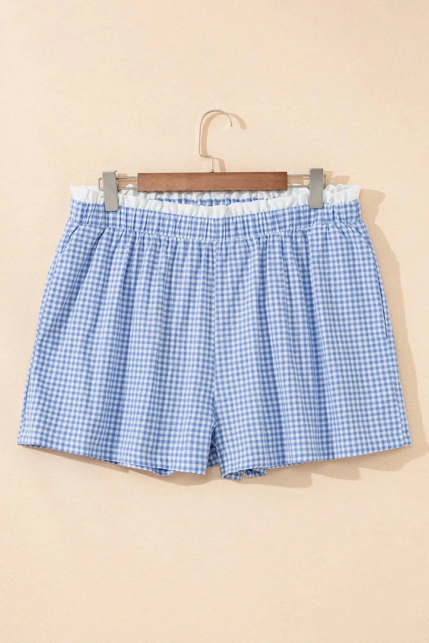 Plus Size Plaid Gingham Ruffle High Waist Shorts | Zarnesh