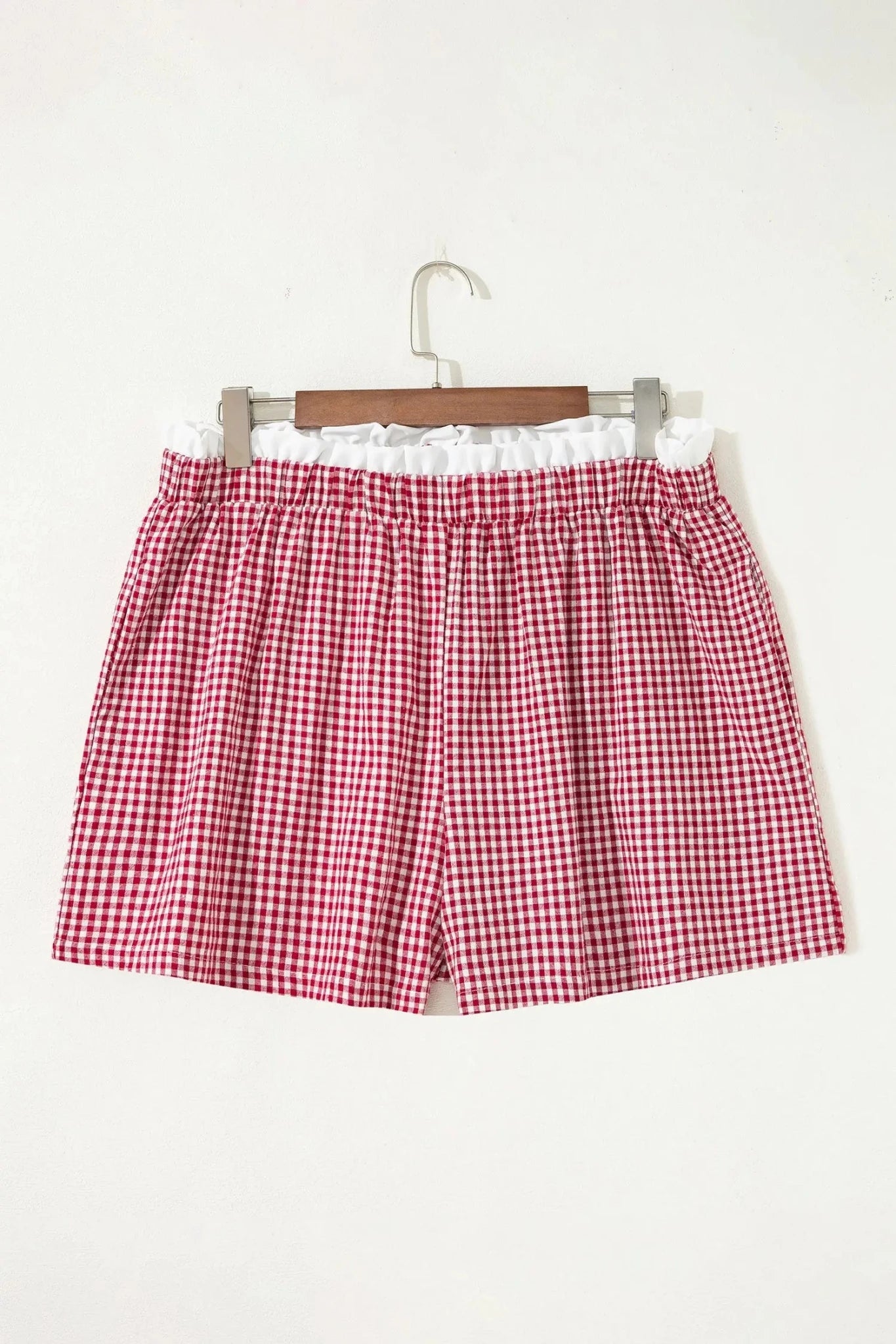 Plus Size Plaid Gingham Ruffle High Waist Shorts | Zarnesh