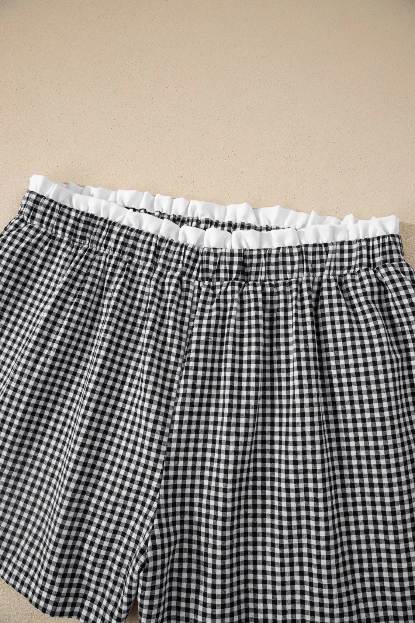 Plus Size Plaid Gingham Ruffle High Waist Shorts | Zarnesh
