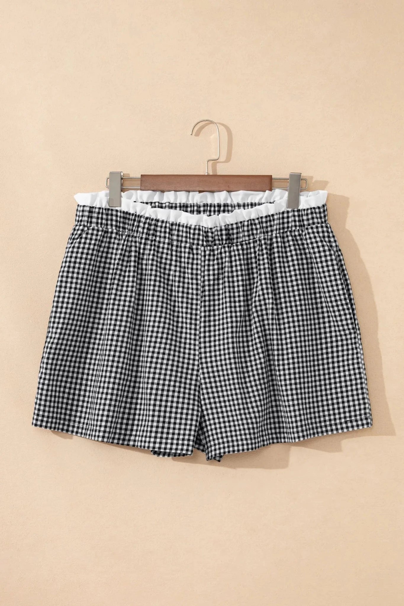 Plus Size Plaid Gingham Ruffle High Waist Shorts | Zarnesh