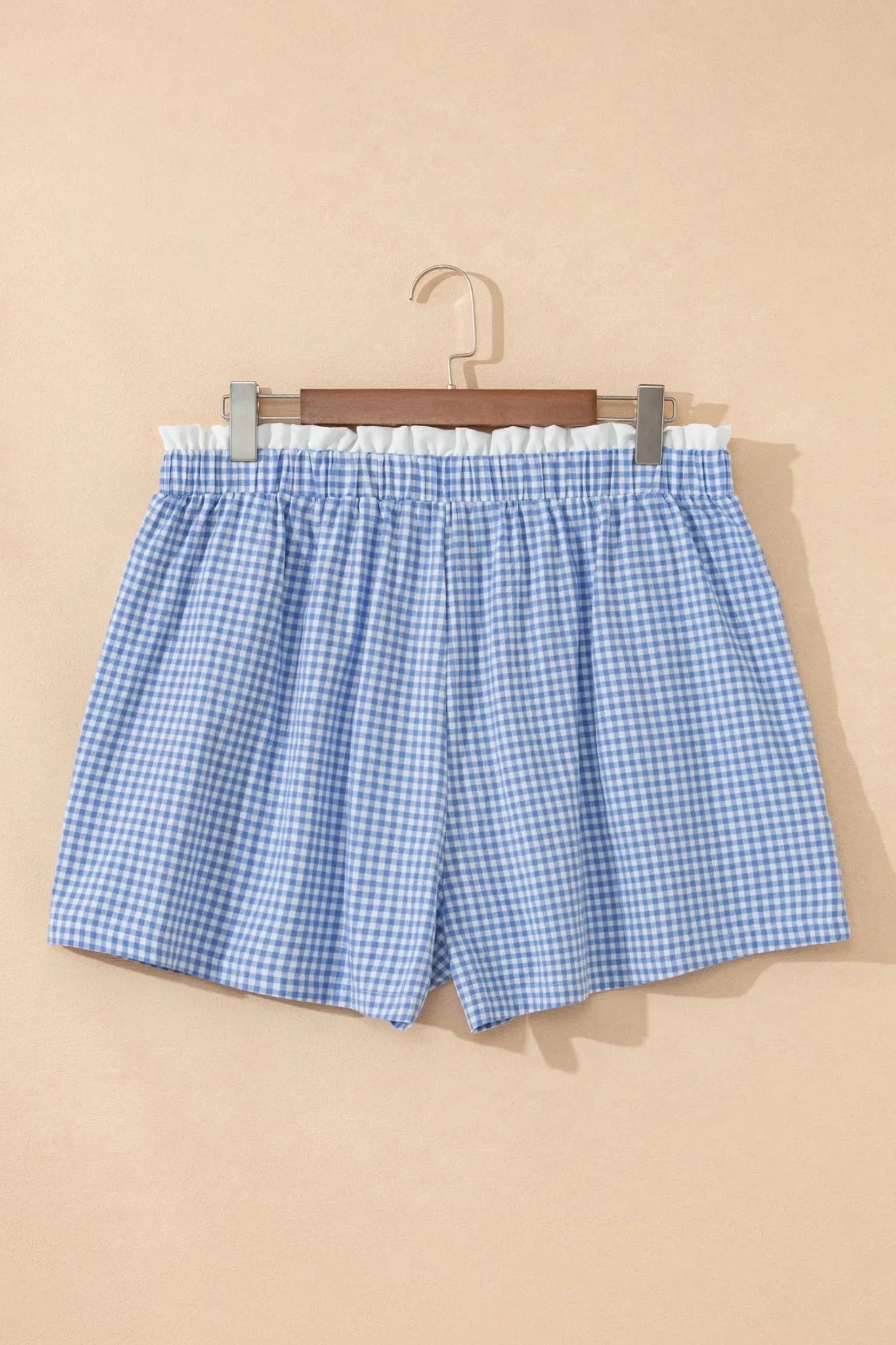 Plus Size Plaid Gingham Ruffle High Waist Shorts | Zarnesh