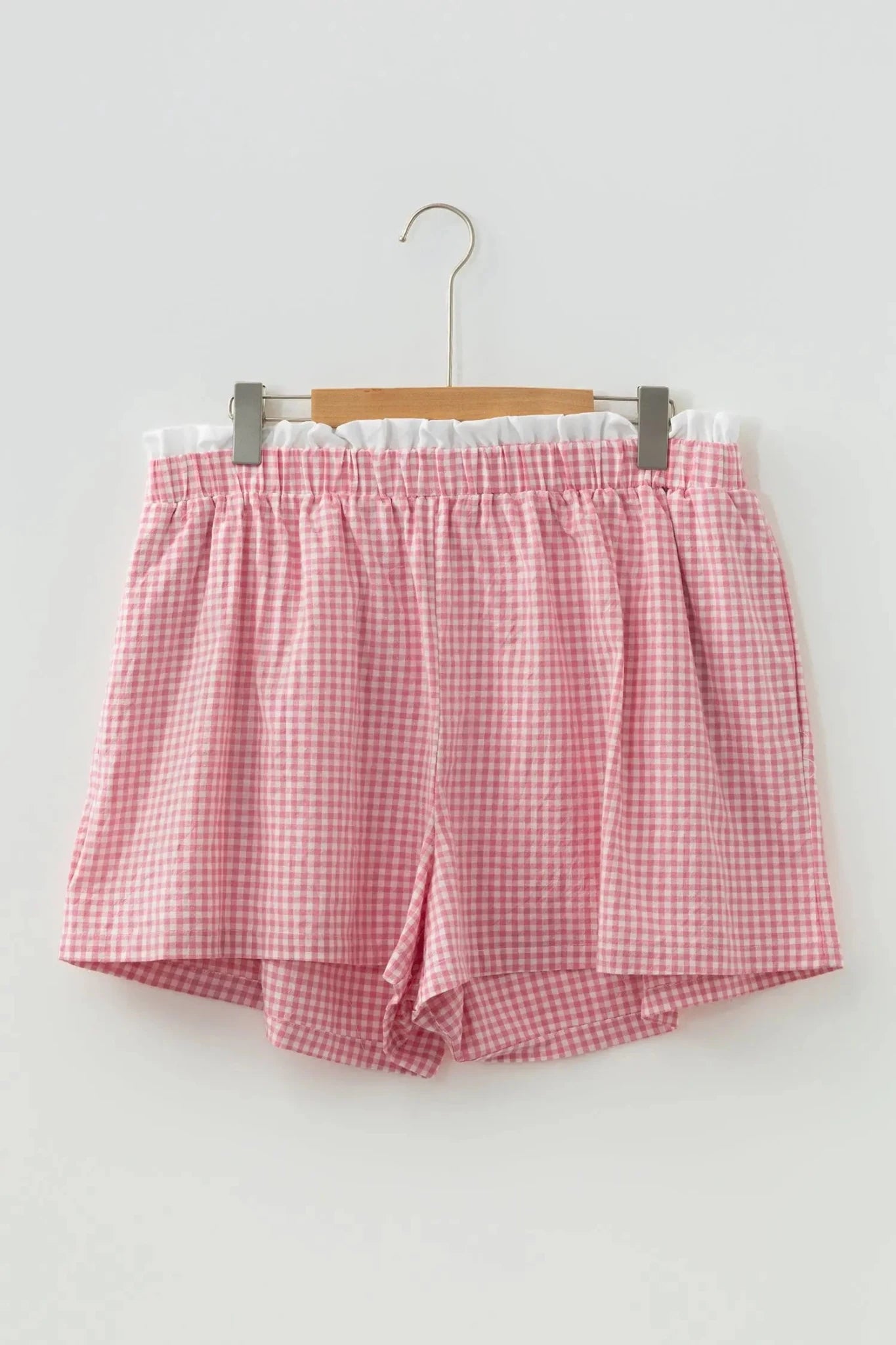 Plus Size Plaid Gingham Ruffle High Waist Shorts | Zarnesh