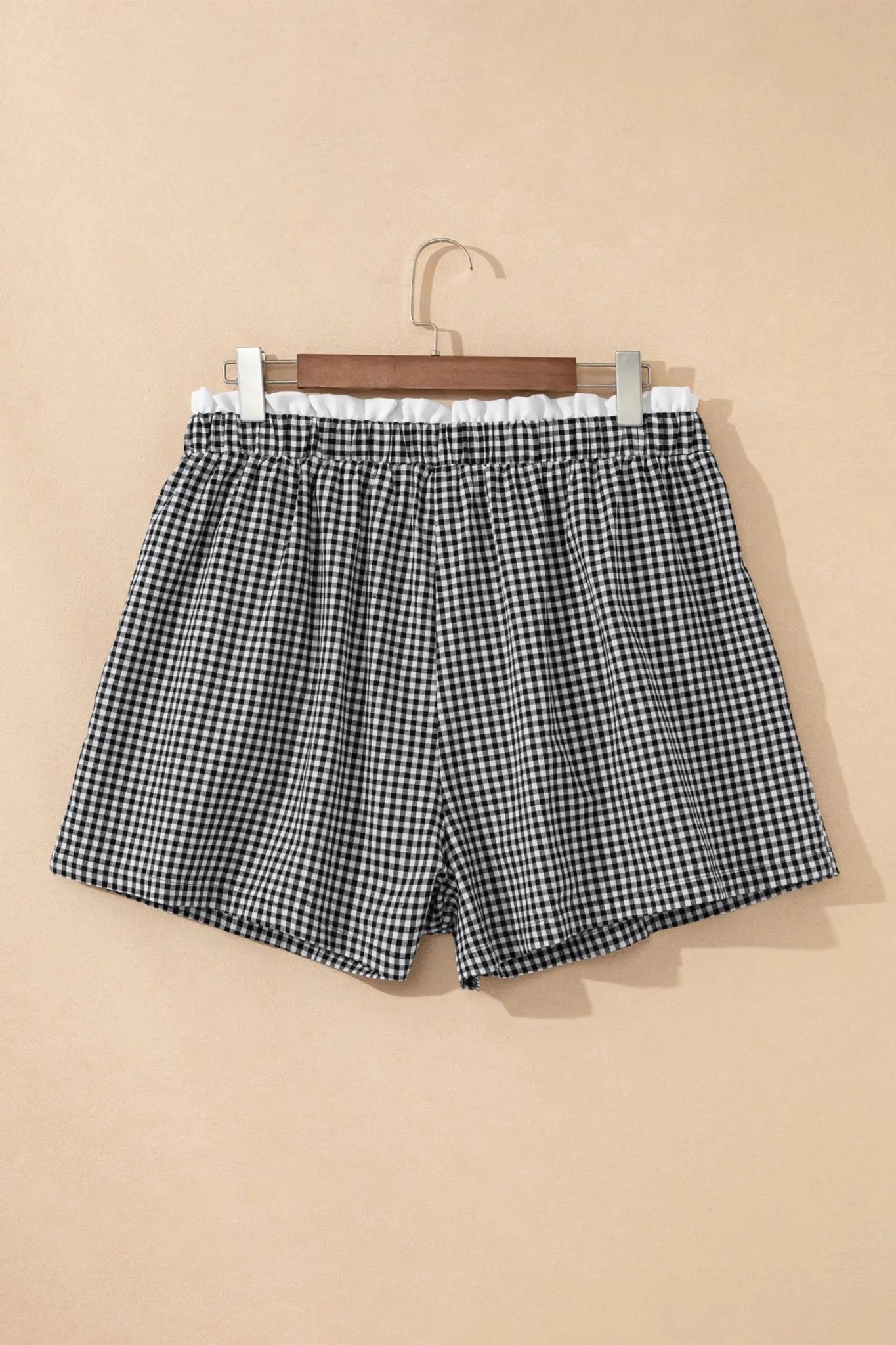 Plus Size Plaid Gingham Ruffle High Waist Shorts | Zarnesh