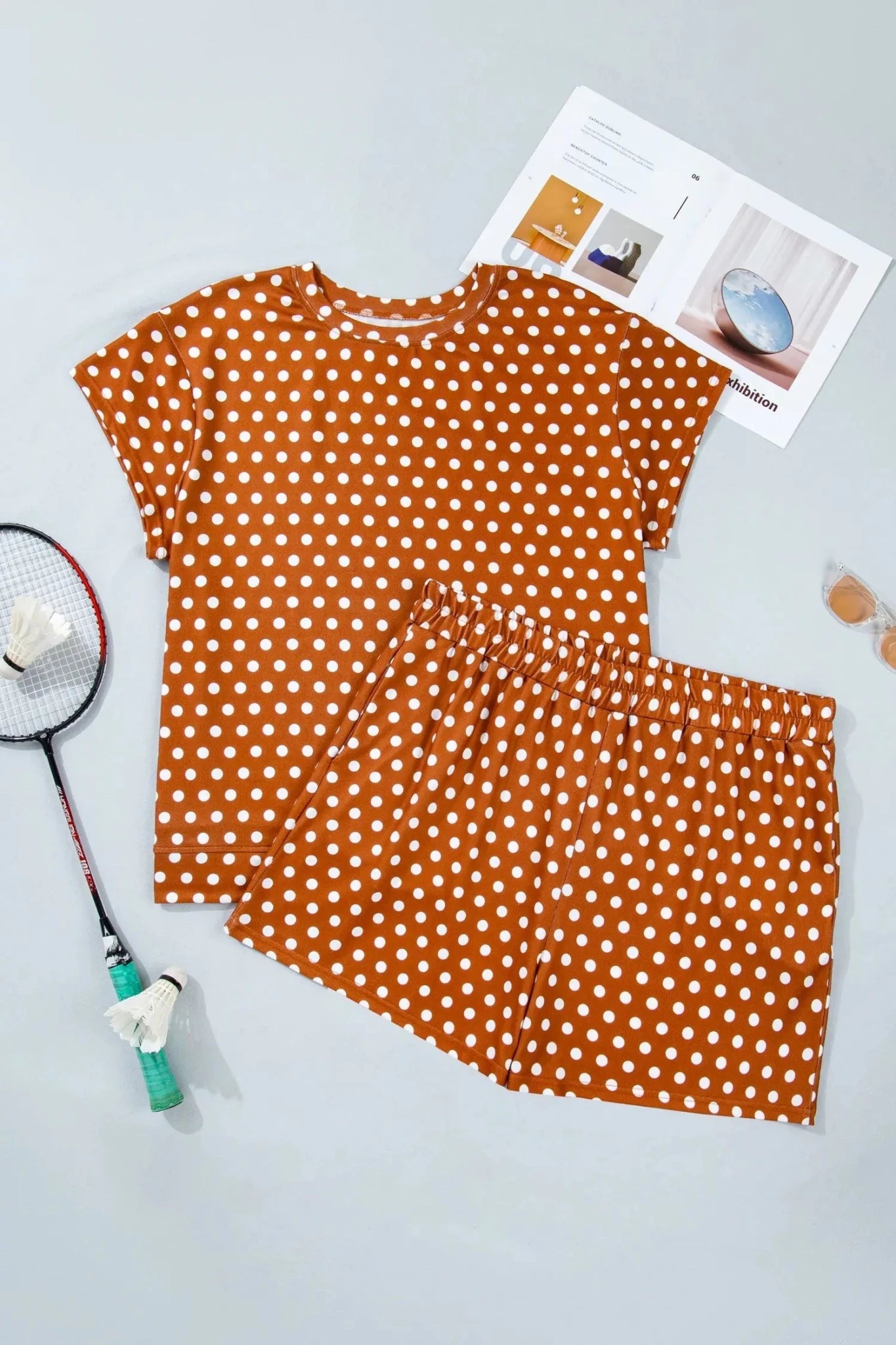 Plus Size Polka Dot Tee & Shorts Set | Zarnesh