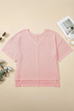 Plus Size V-Neck Pointelle Rhombus Loose Top | Zarnesh