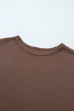 Coffee waffle knit top round neckline detail