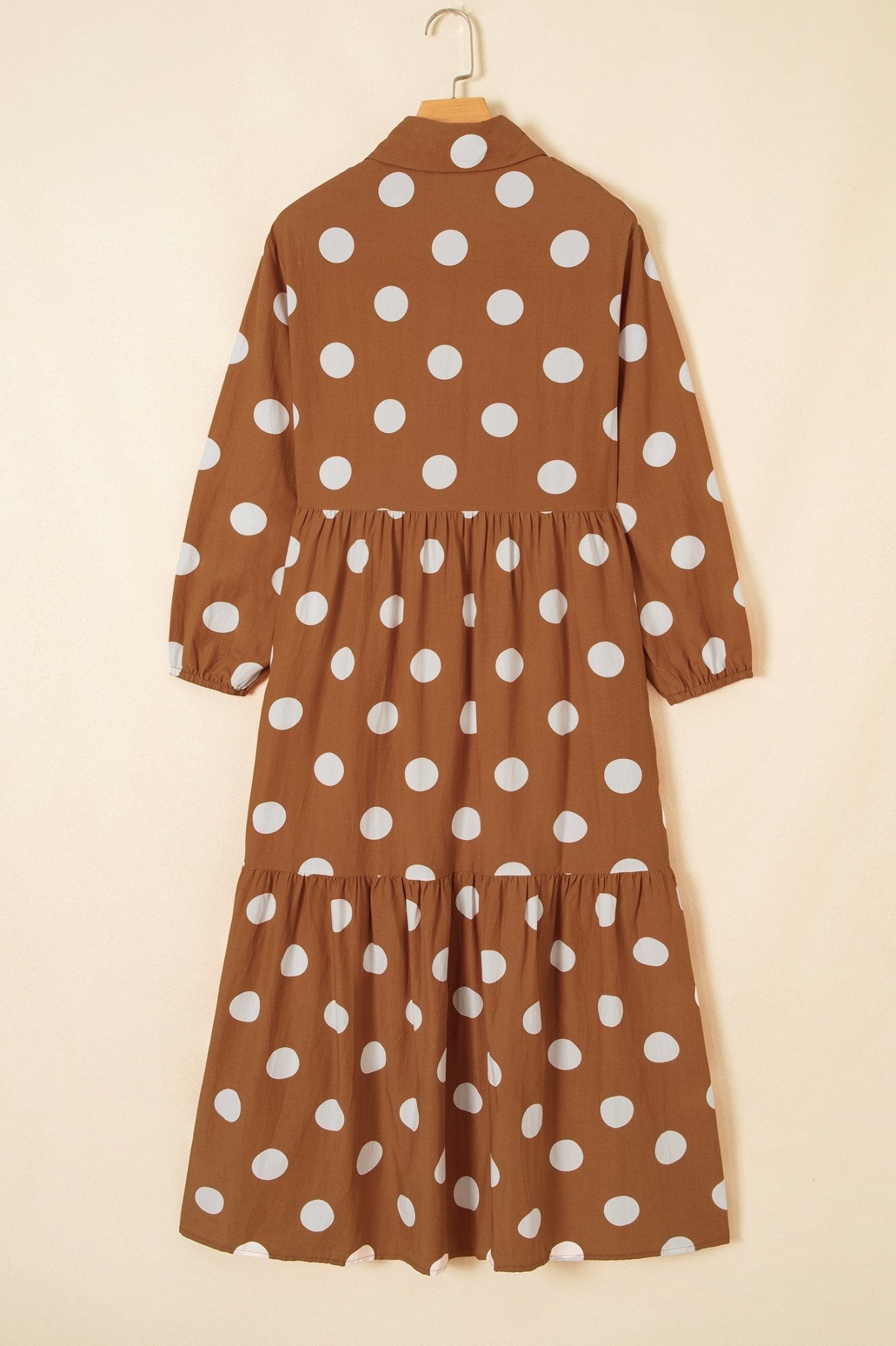 Polka Dot Collar Tiered Maxi Dress with Pockets | Zarnesh - Zarnesh - Dresses/Midi Dresses