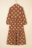 Polka Dot Collar Tiered Maxi Dress with Pockets | Zarnesh - Zarnesh - Dresses/Midi Dresses