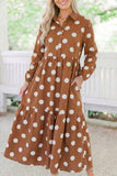 Polka Dot Collar Tiered Maxi Dress with Pockets | Zarnesh - Zarnesh - Dresses/Midi Dresses