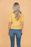 Polka Dot Short Bubble Sleeve Sweater Top | Zarnesh