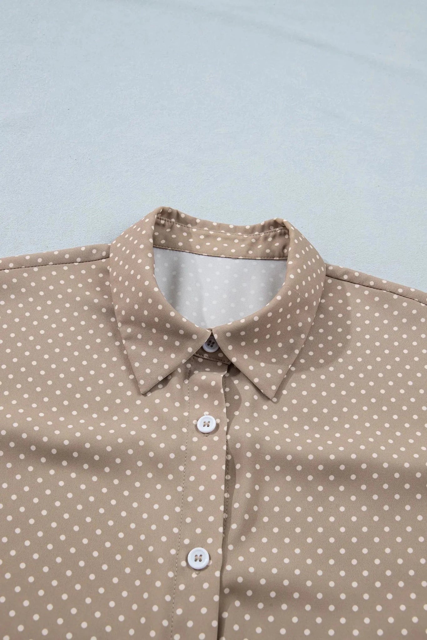 Polka Dotted Cuffed Buttoned Short Sleeve Blouse | Zarnesh