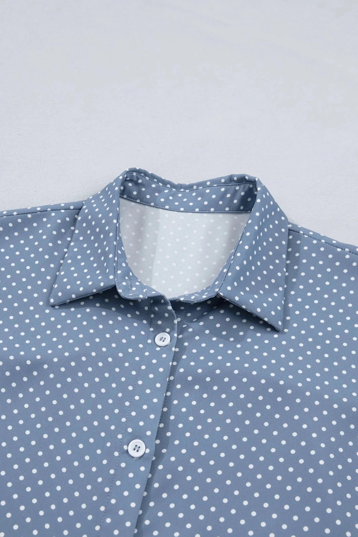Polka Dotted Cuffed Buttoned Short Sleeve Blouse | Zarnesh