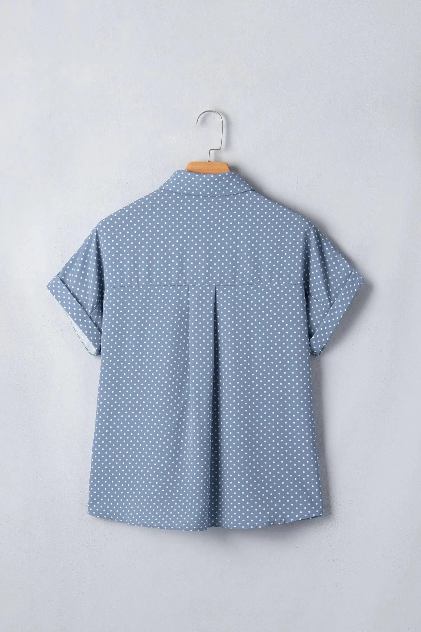 Polka Dotted Cuffed Buttoned Short Sleeve Blouse | Zarnesh