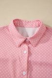 Polka Dotted Cuffed Buttoned Short Sleeve Blouse | Zarnesh