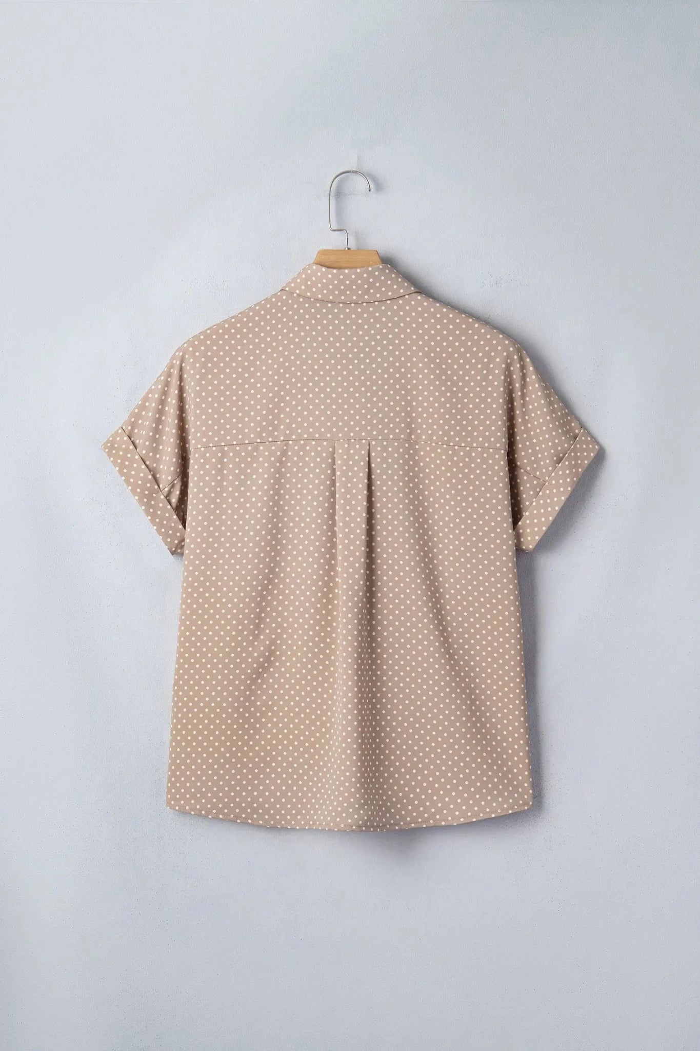 Polka Dotted Cuffed Buttoned Short Sleeve Blouse | Zarnesh