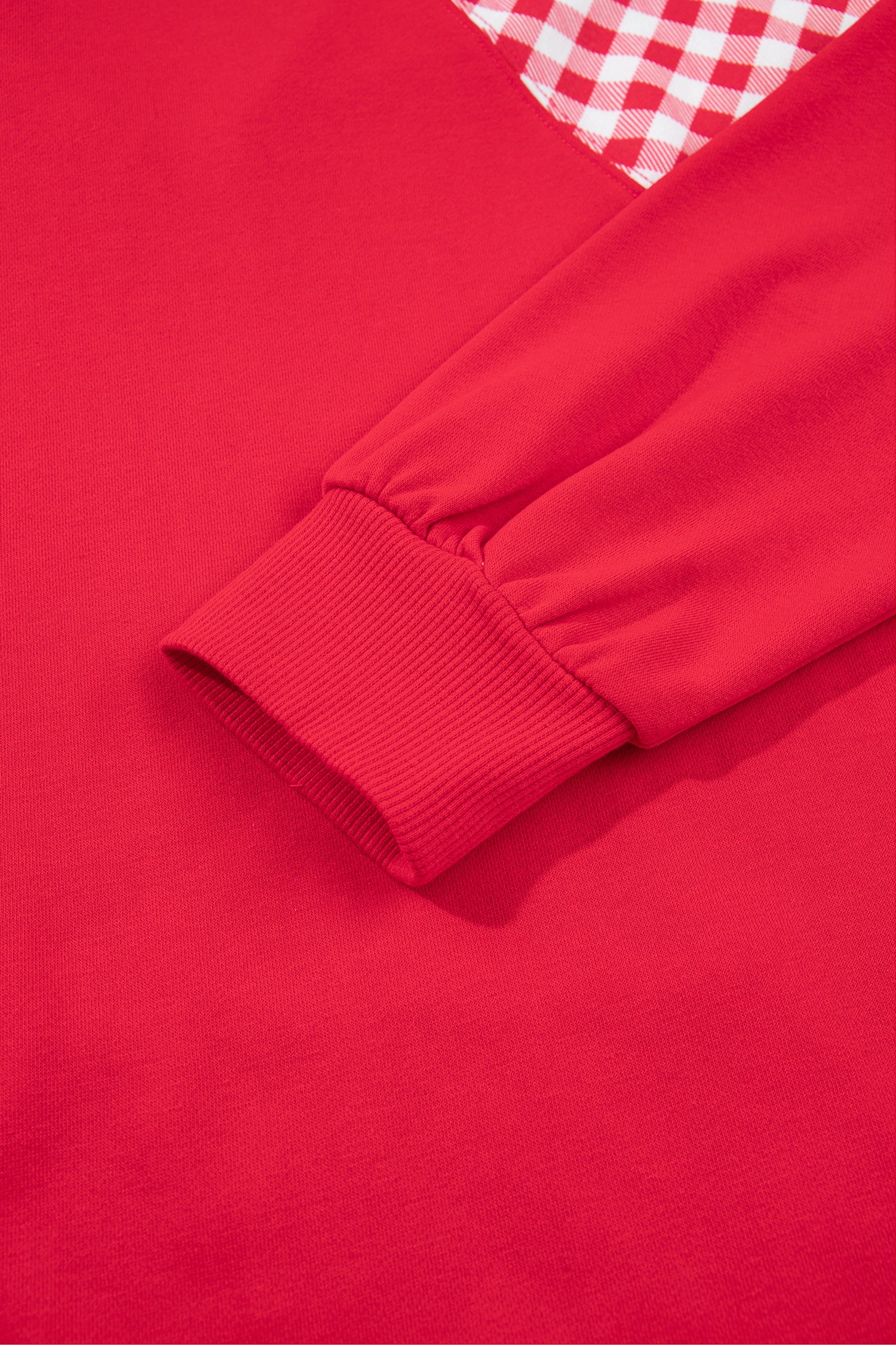 Racing red sweatshirt ribbed cuff detail