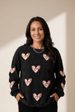 Ribbed Sequin LOVE Heart Patch Sweatshirt | Zarnesh