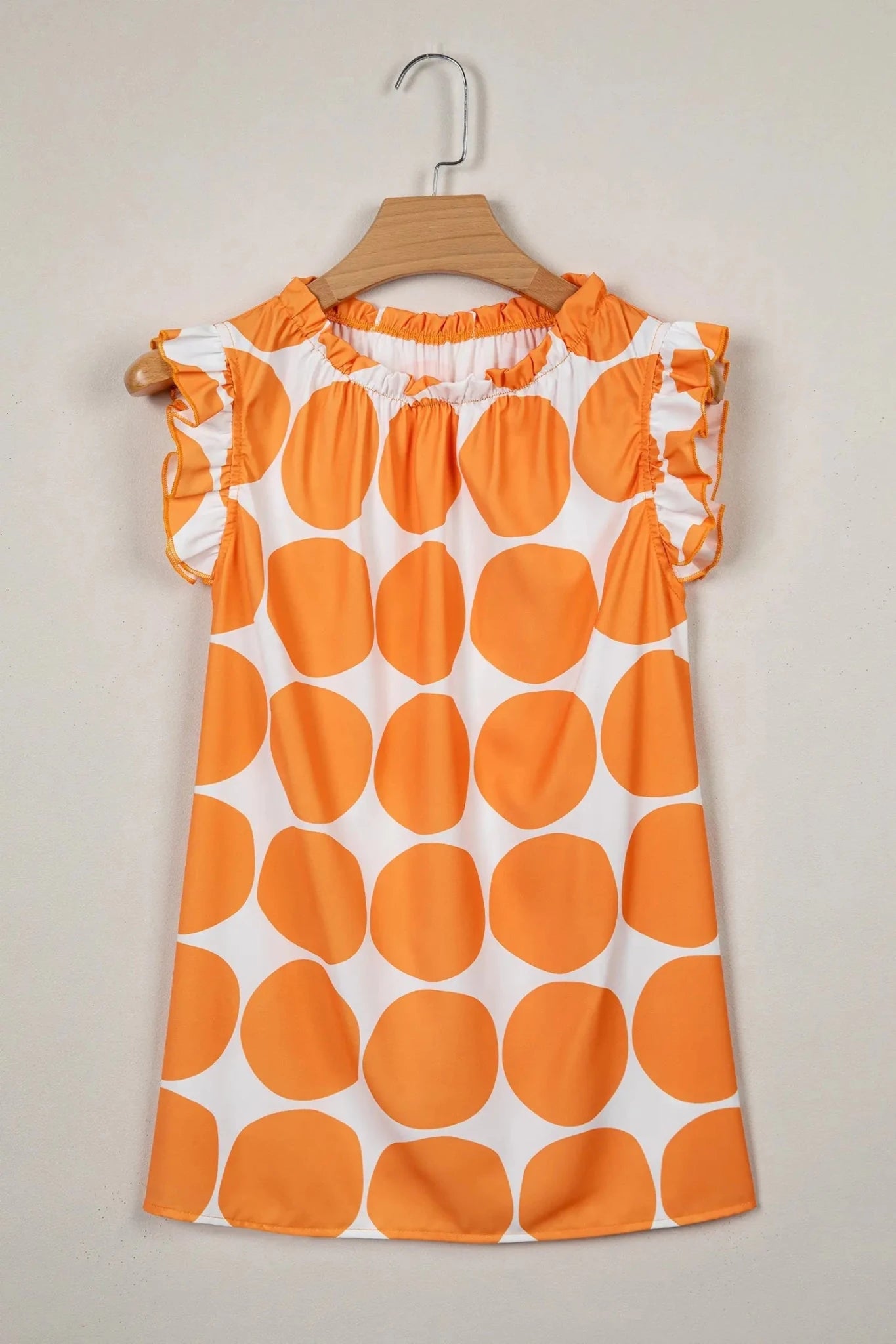 Round Neck Polka Dot Flutter Sleeve Tank Top | Zarnesh