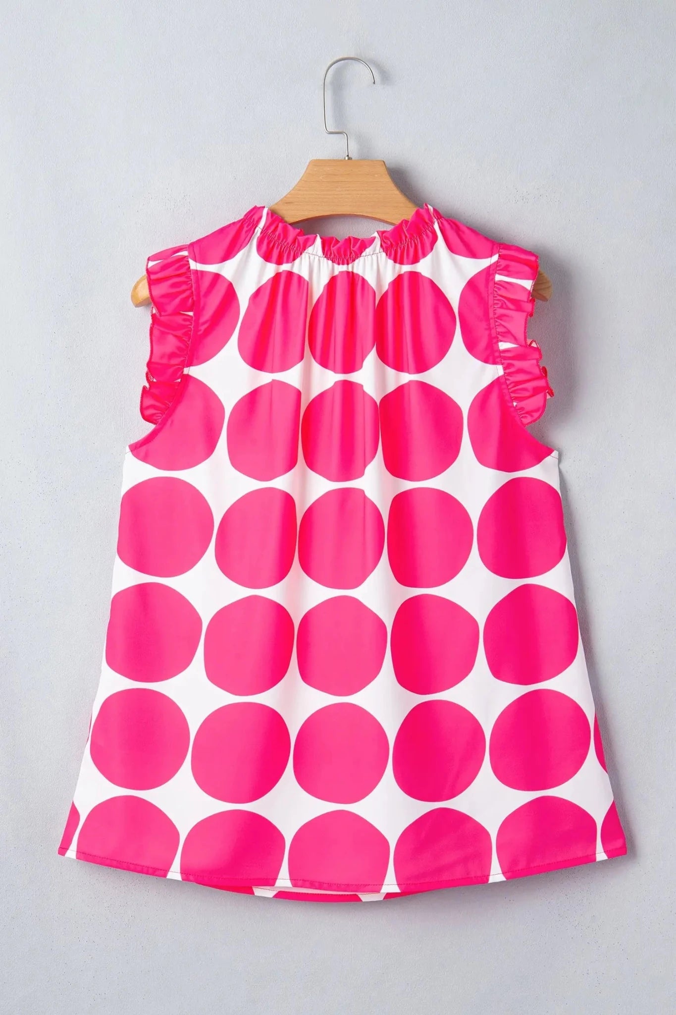 Round Neck Polka Dot Flutter Sleeve Tank Top | Zarnesh