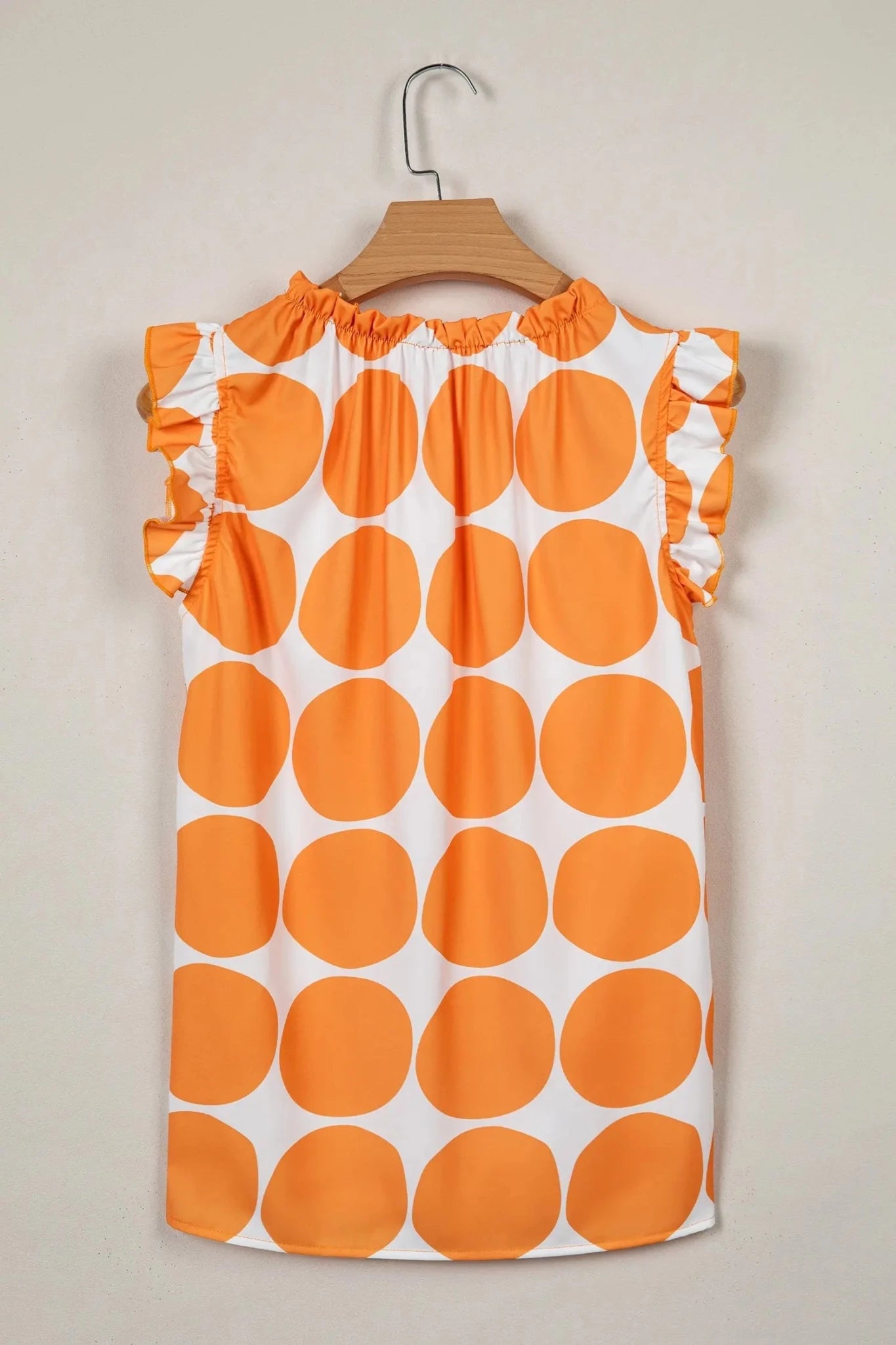 Round Neck Polka Dot Flutter Sleeve Tank Top | Zarnesh