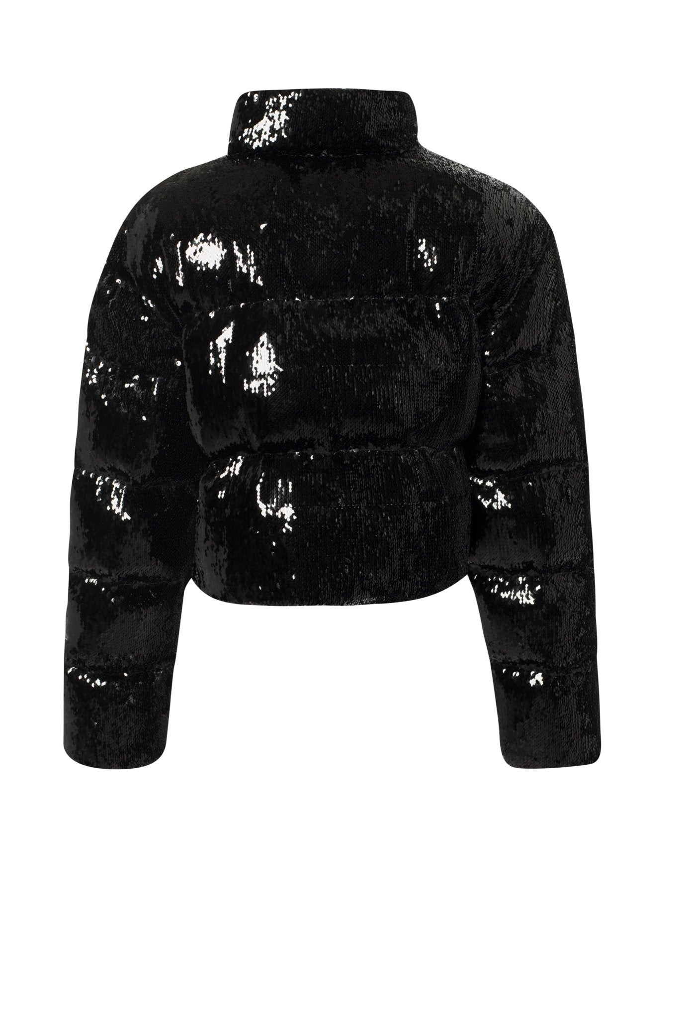 Black sequin jacket on a white background