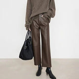 Sheepskin Leather High Waisted Trousers | Zarnesh