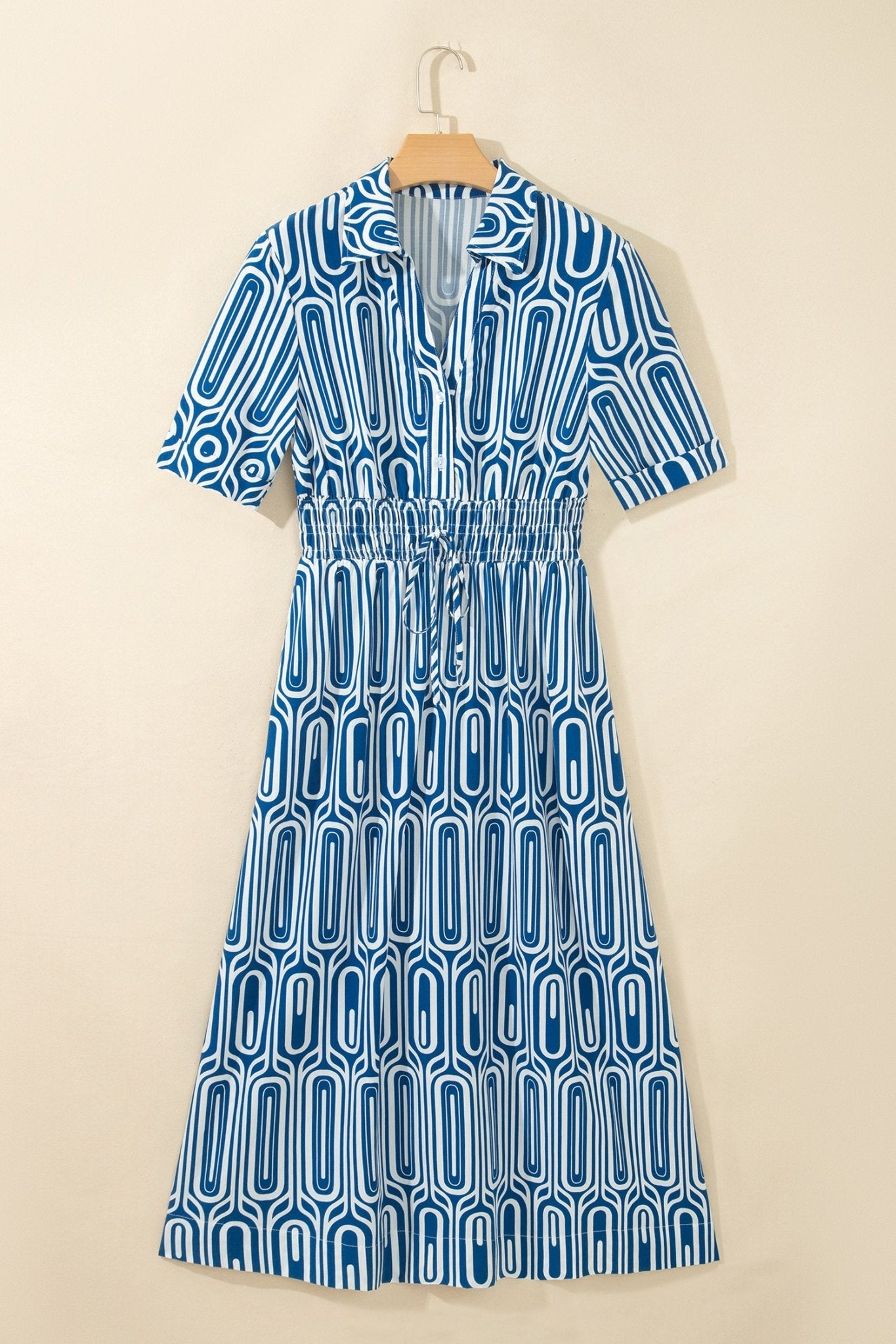 Short Sleeve Geometric Collar Maxi Dress | Zarnesh