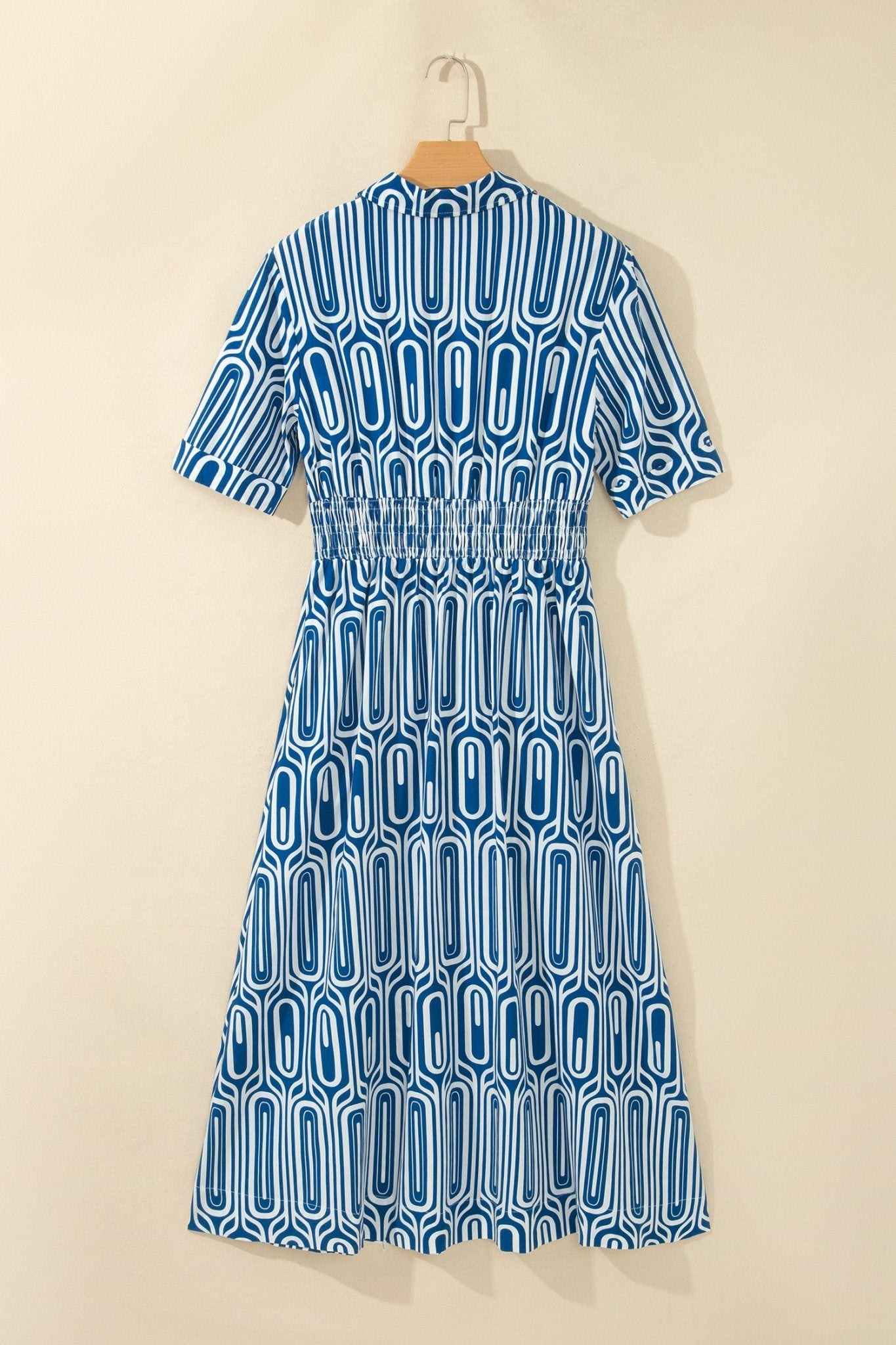 Short Sleeve Geometric Collar Maxi Dress | Zarnesh