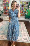 Short Sleeve Geometric Collar Maxi Dress | Zarnesh