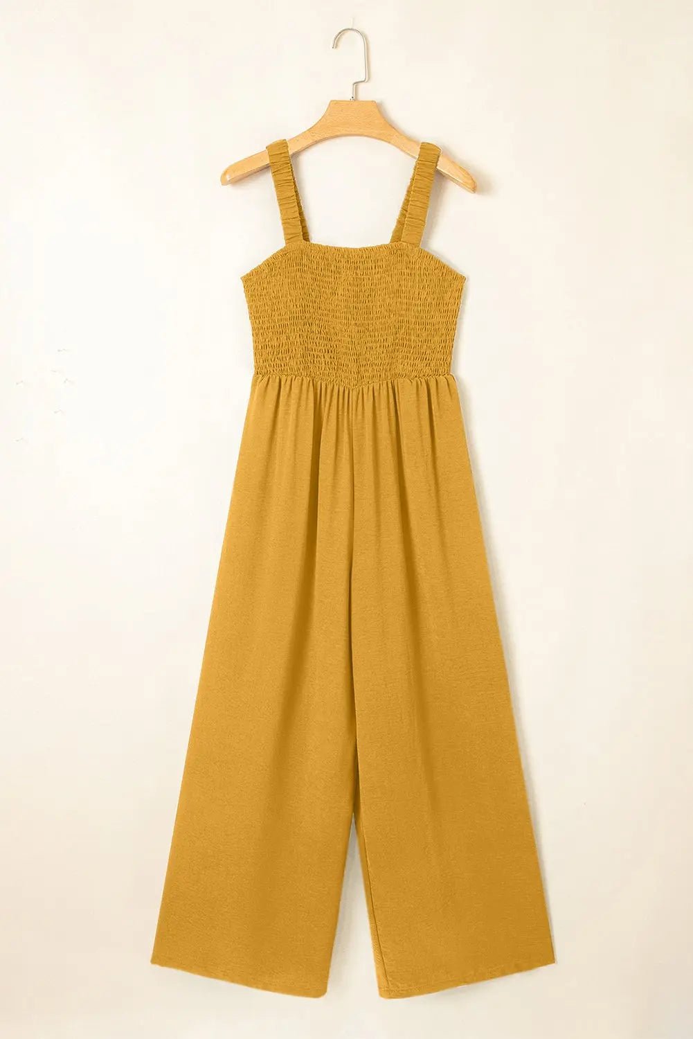 Sleeveless Smocked Wide Leg Jumpsuit with Pockets | Zarnesh