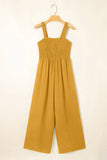 Sleeveless Smocked Wide Leg Jumpsuit with Pockets | Zarnesh