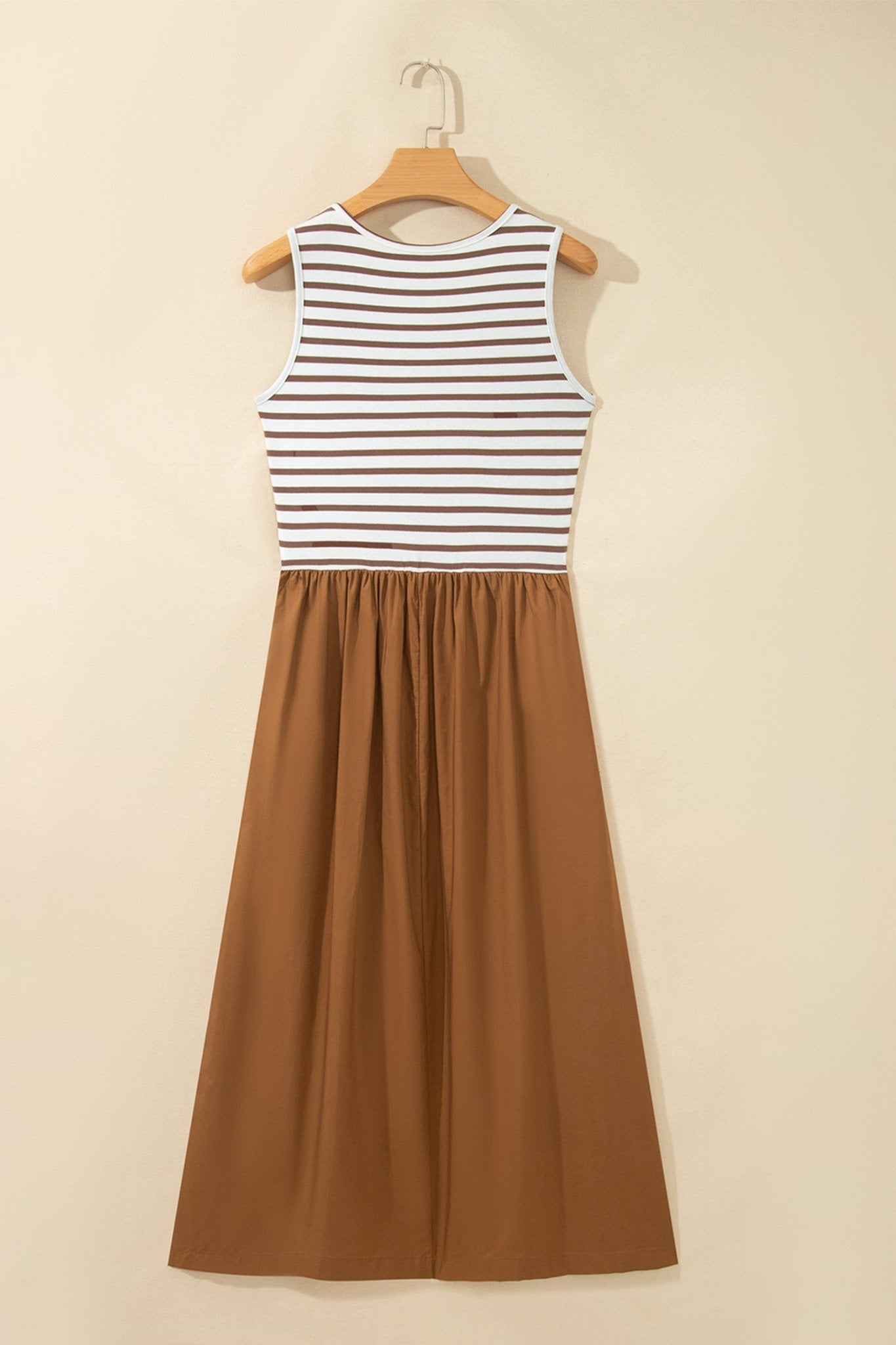 Sleeveless Striped Pockets Gathered Maxi Dress | Zarnesh