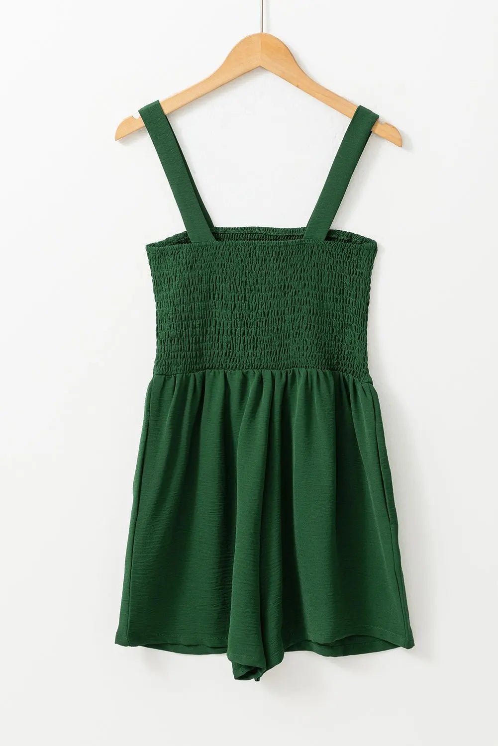 Smocked Sleeveless Pocketed Square Neck Romper | Zarnesh