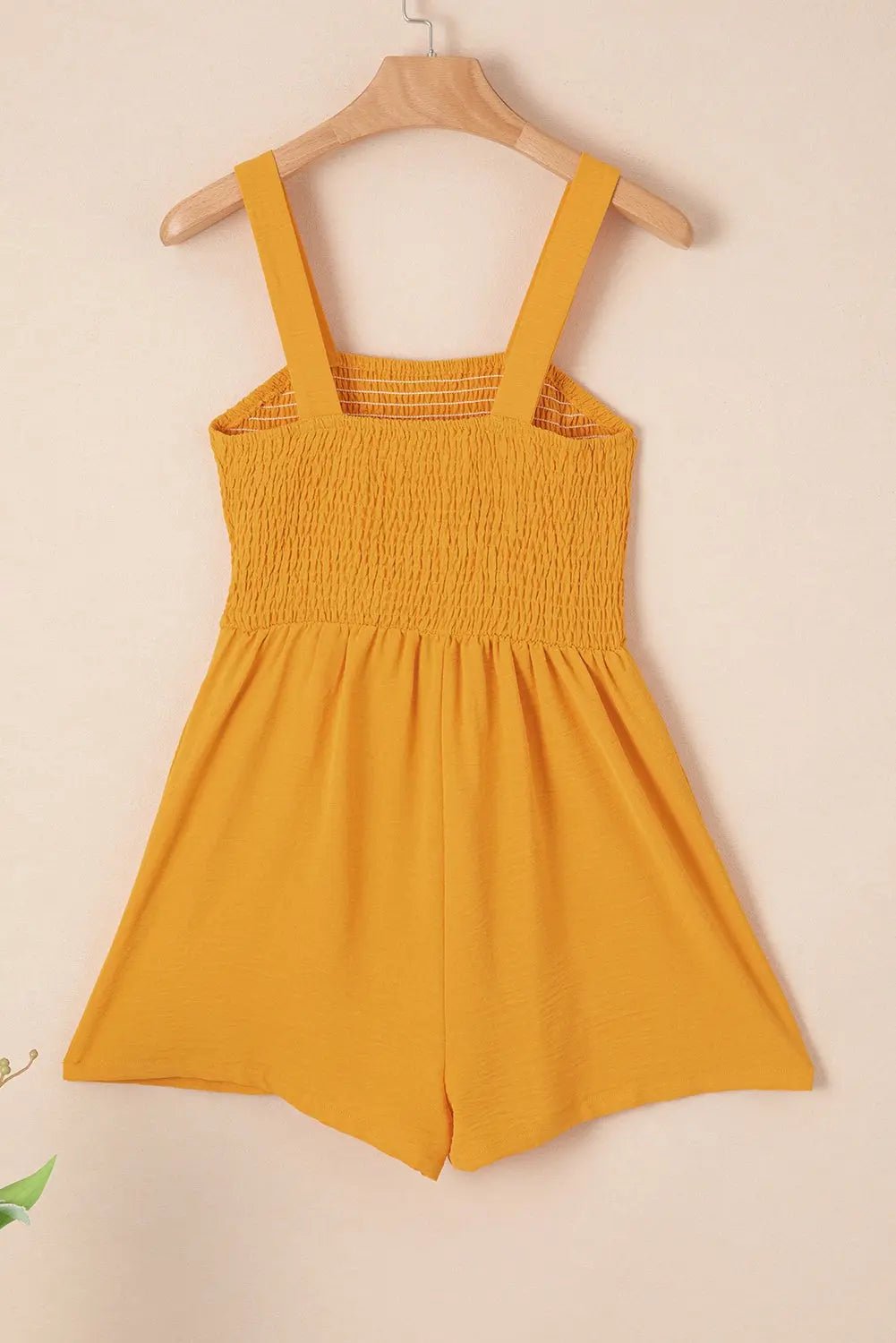 Smocked Sleeveless Pocketed Square Neck Romper | Zarnesh