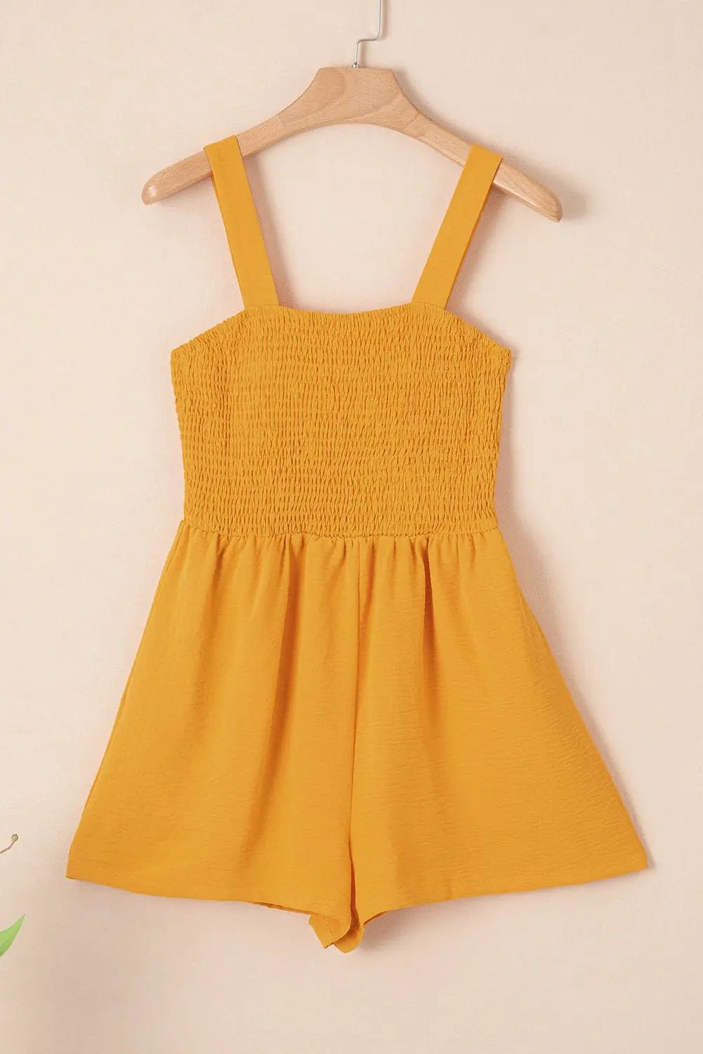 Smocked Sleeveless Pocketed Square Neck Romper | Zarnesh