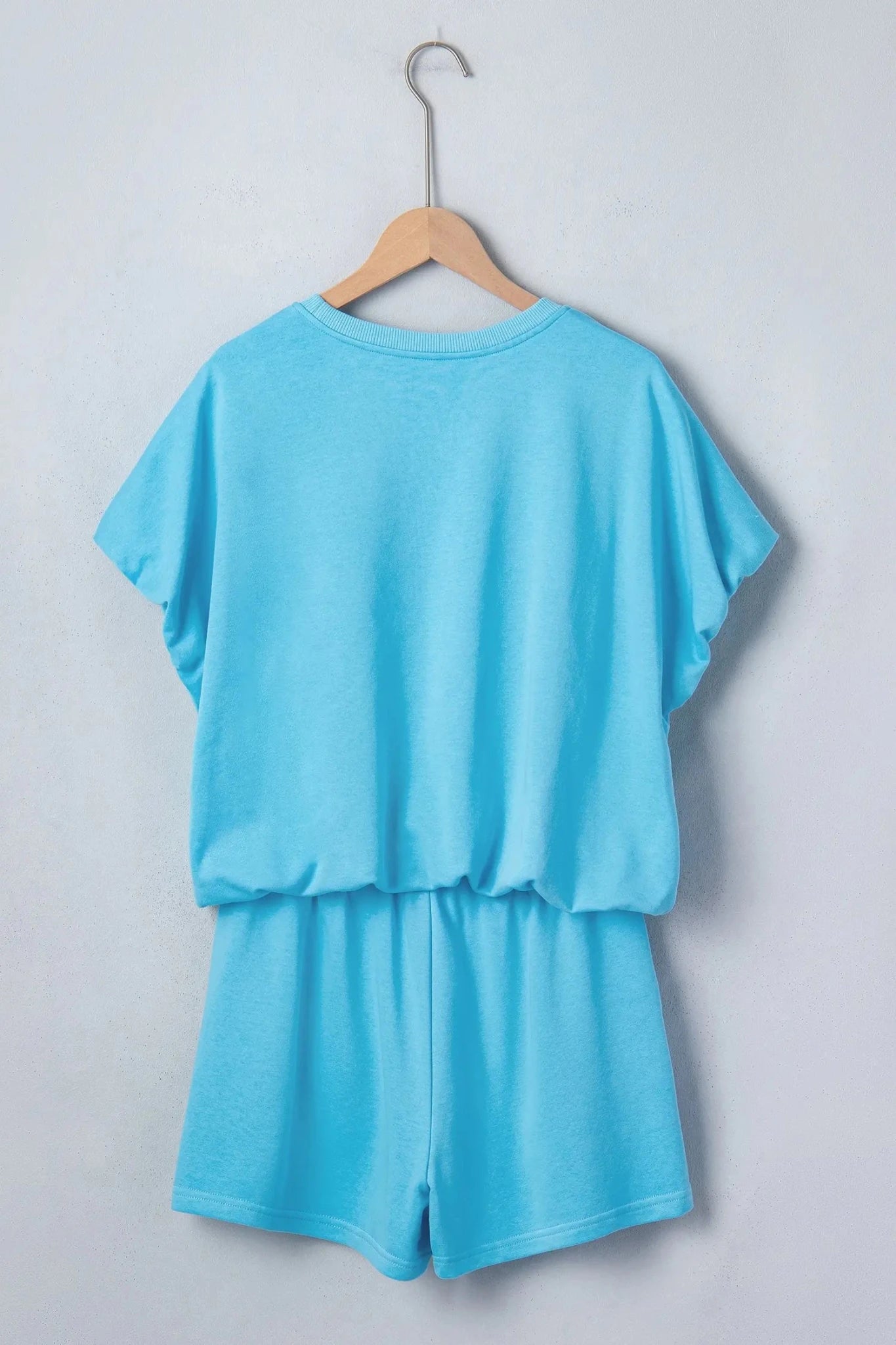 Solid Batwing Sleeve Tee & Drawstring Shorts Set | Zarnesh