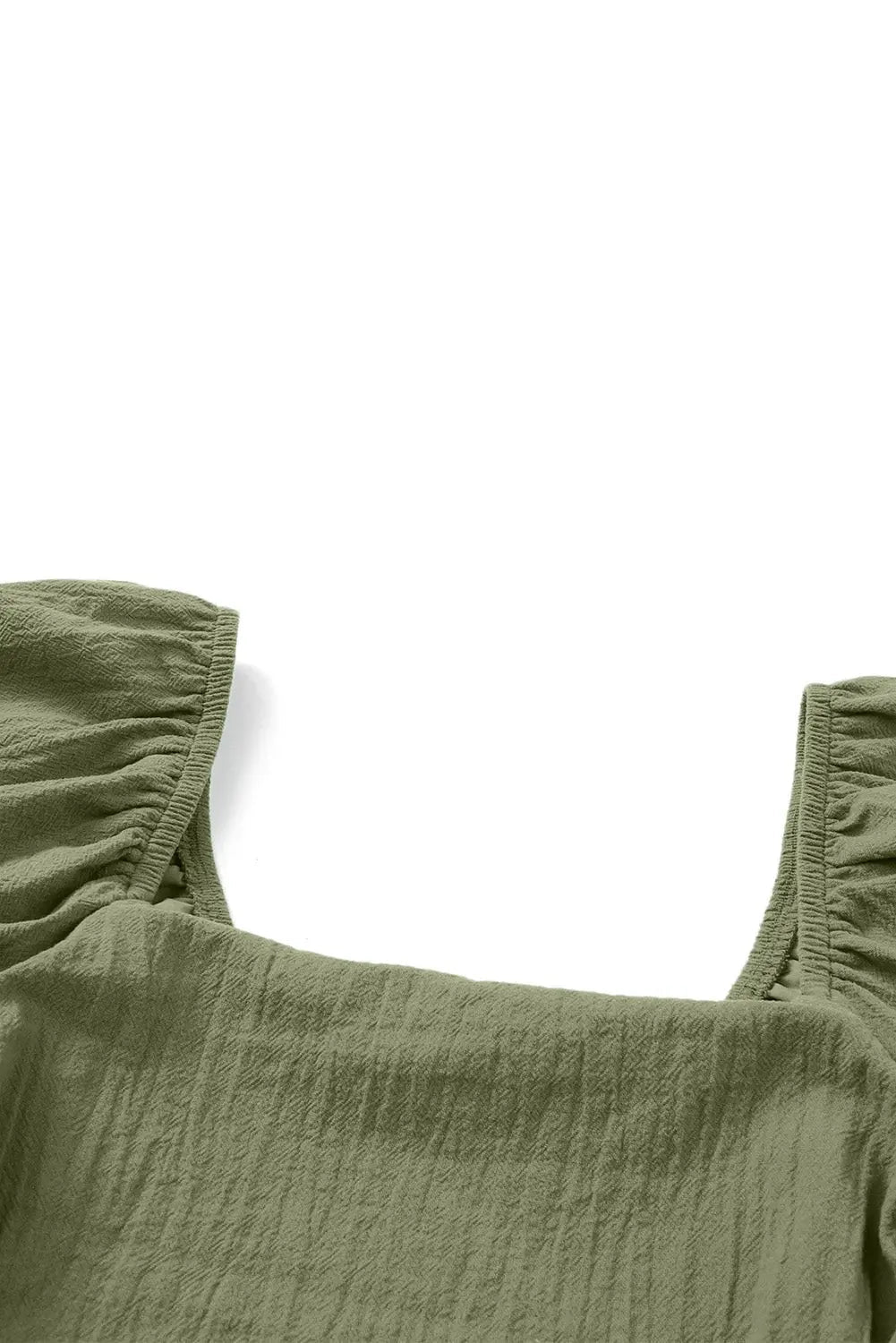 Solid Ruched Puff Sleeve Square Neck Romper | Zarnesh
