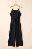 Spaghetti Strap Wide Leg Drawstring Jumpsuit | Zarnesh