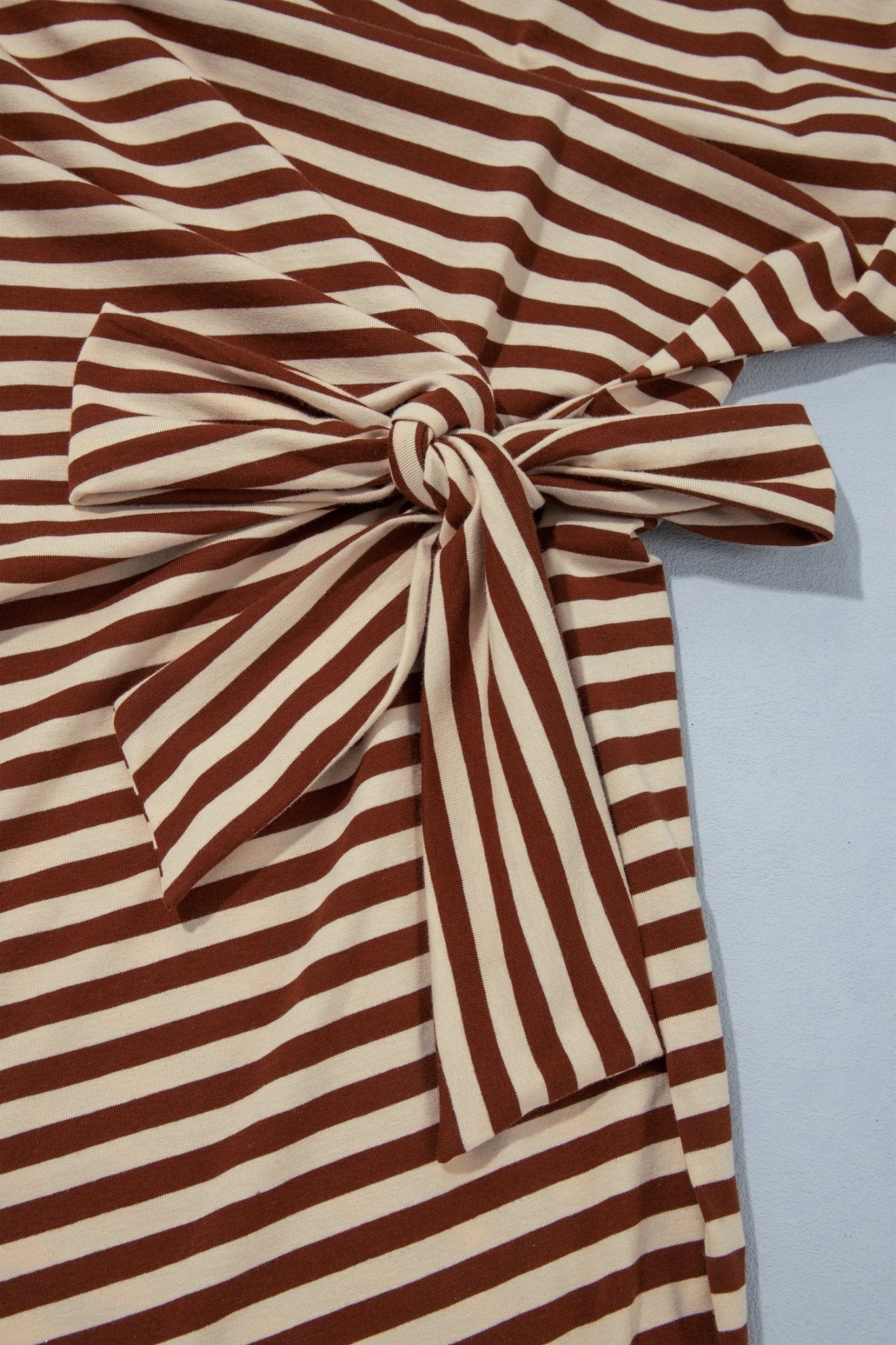 Stripe Tie Waist Long Sleeve Midi Dress | Zarnesh - Zarnesh