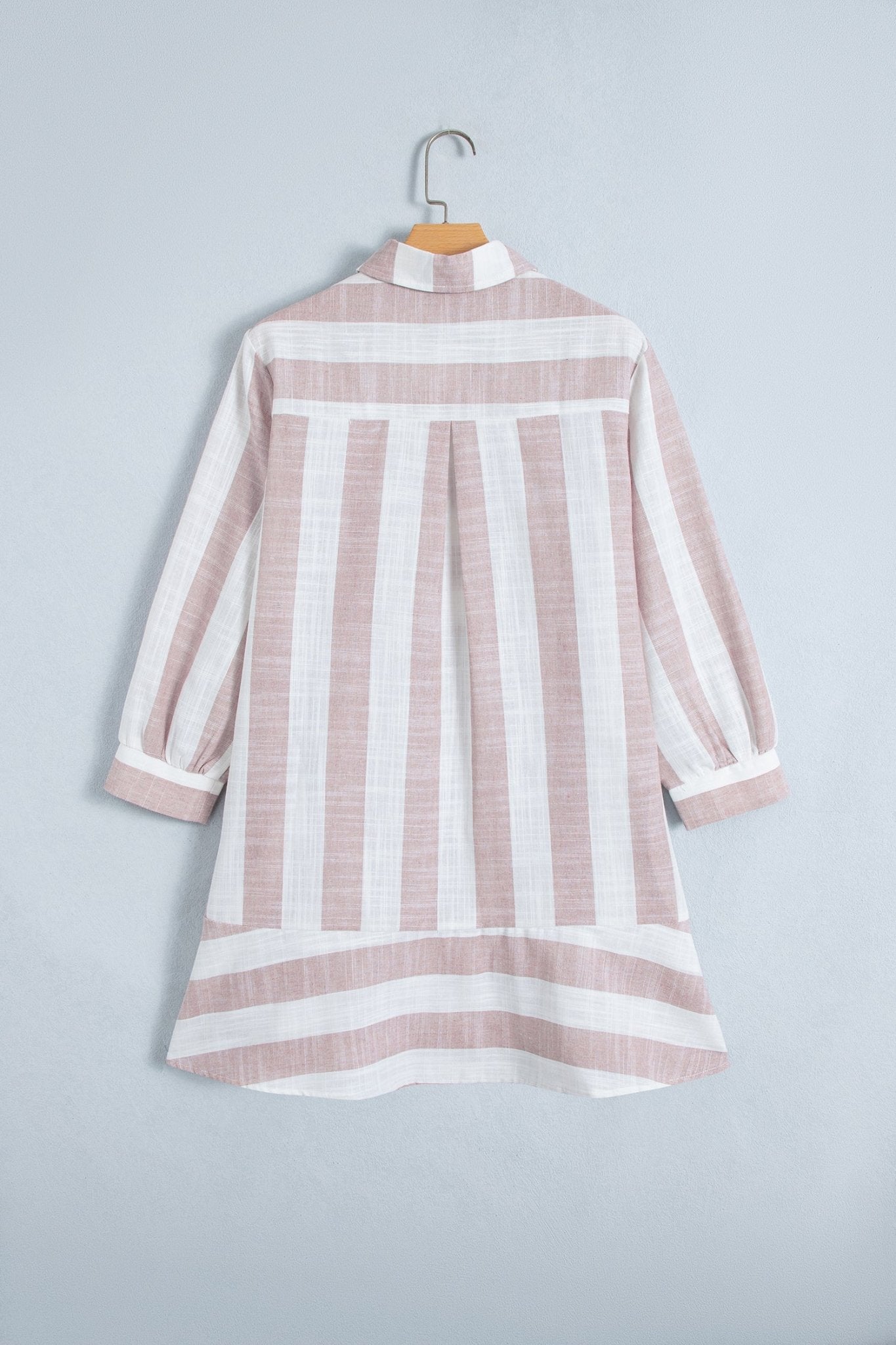 Stripe V Neck Button Tunic Mini Dress | Zarnesh - ZarneshDresses/Mini Dresses
