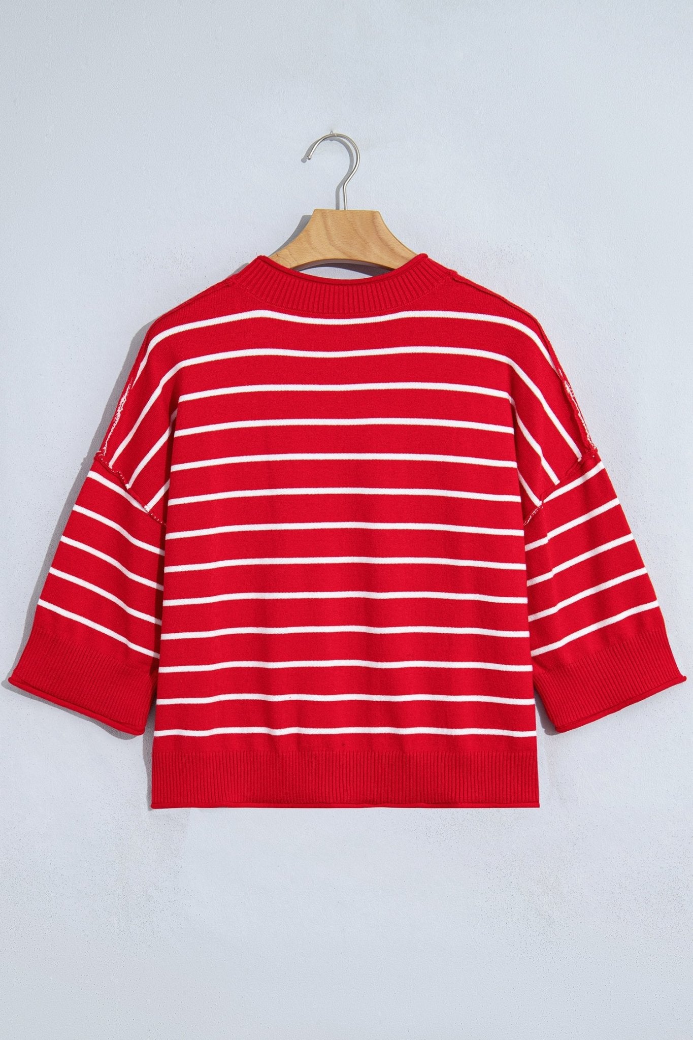 Striped Half Sleeve Drop Shoulder Sweater | Zarnesh - Zarnesh