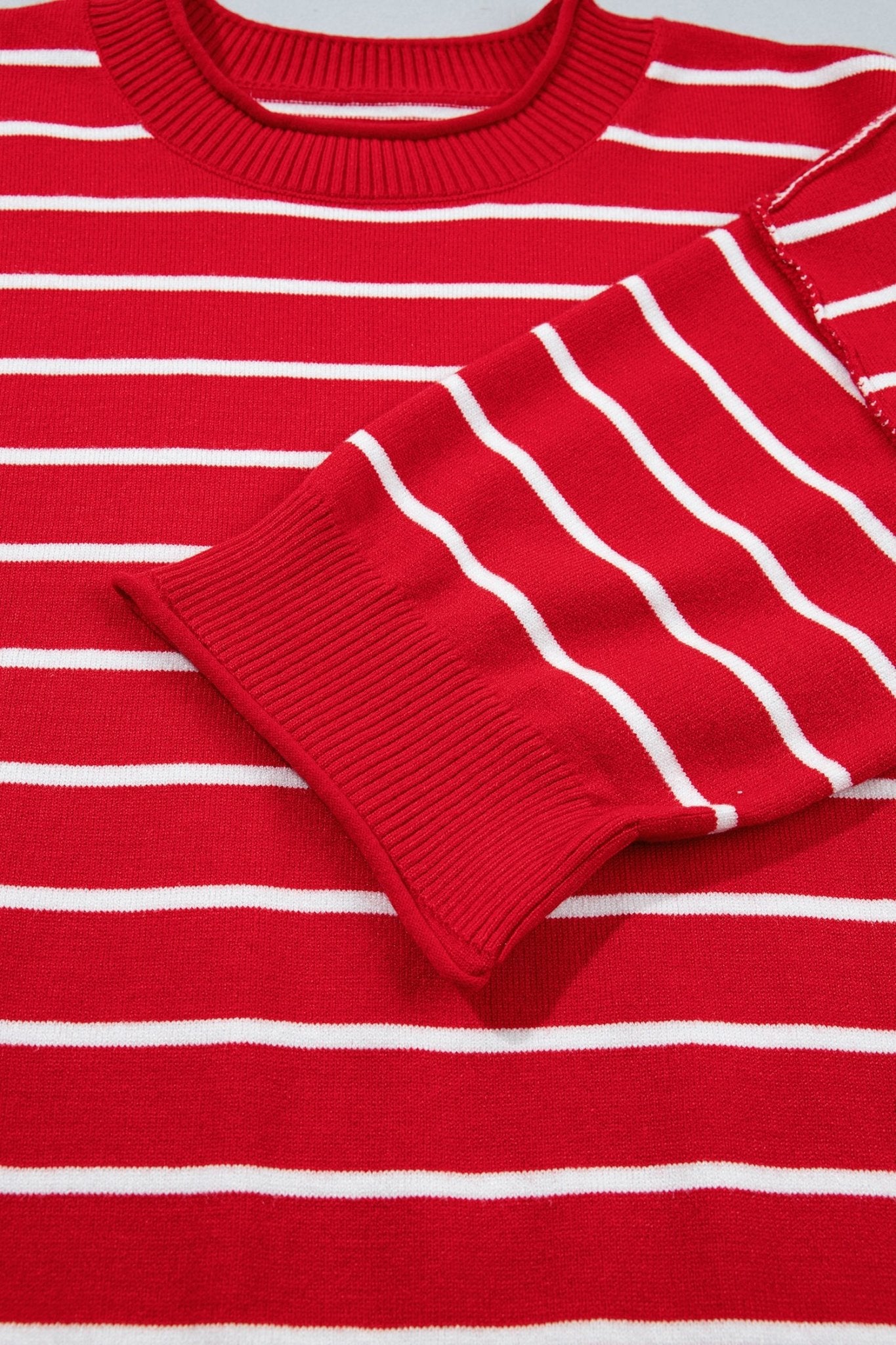 Striped Half Sleeve Drop Shoulder Sweater | Zarnesh - Zarnesh