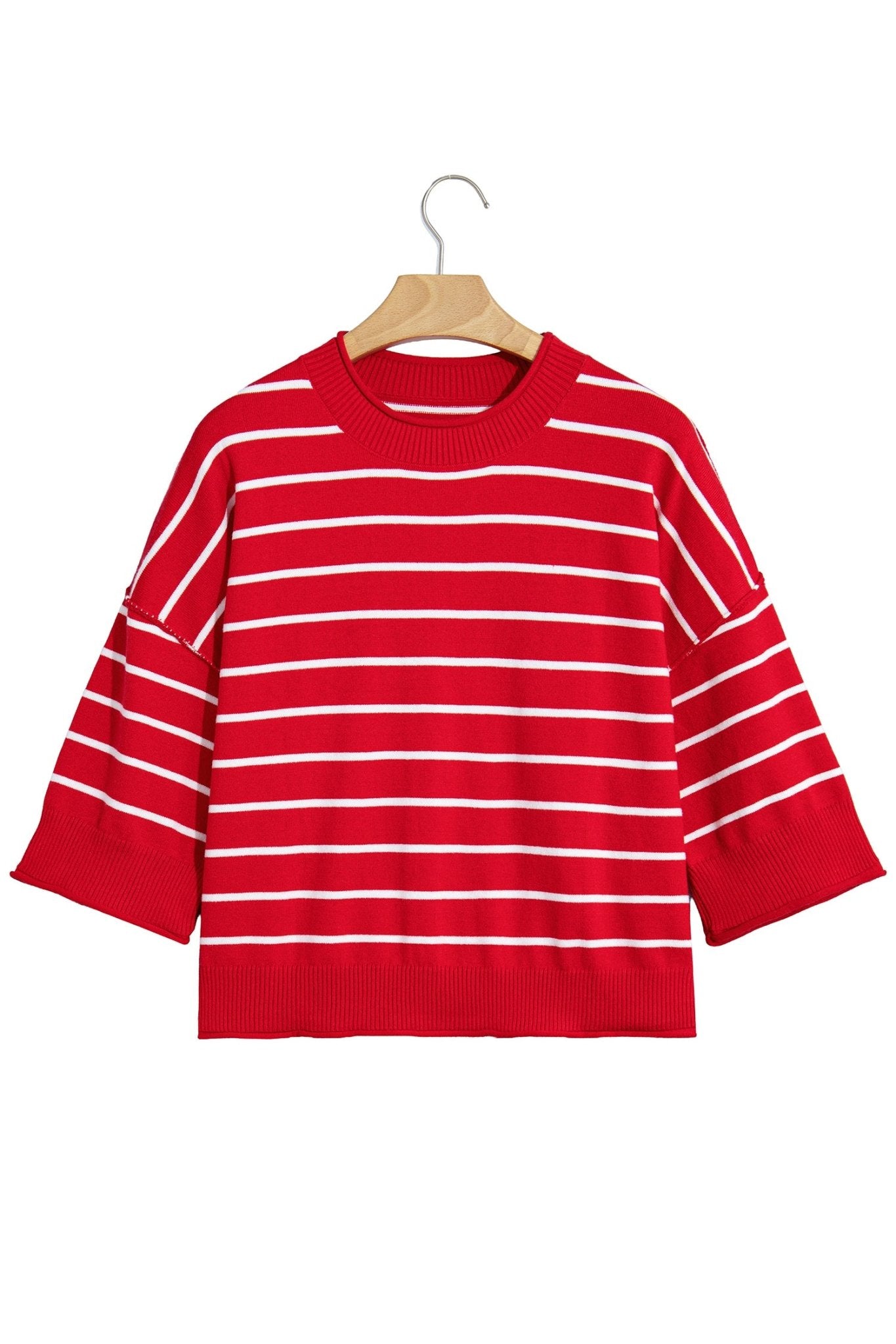 Striped Half Sleeve Drop Shoulder Sweater | Zarnesh - Zarnesh