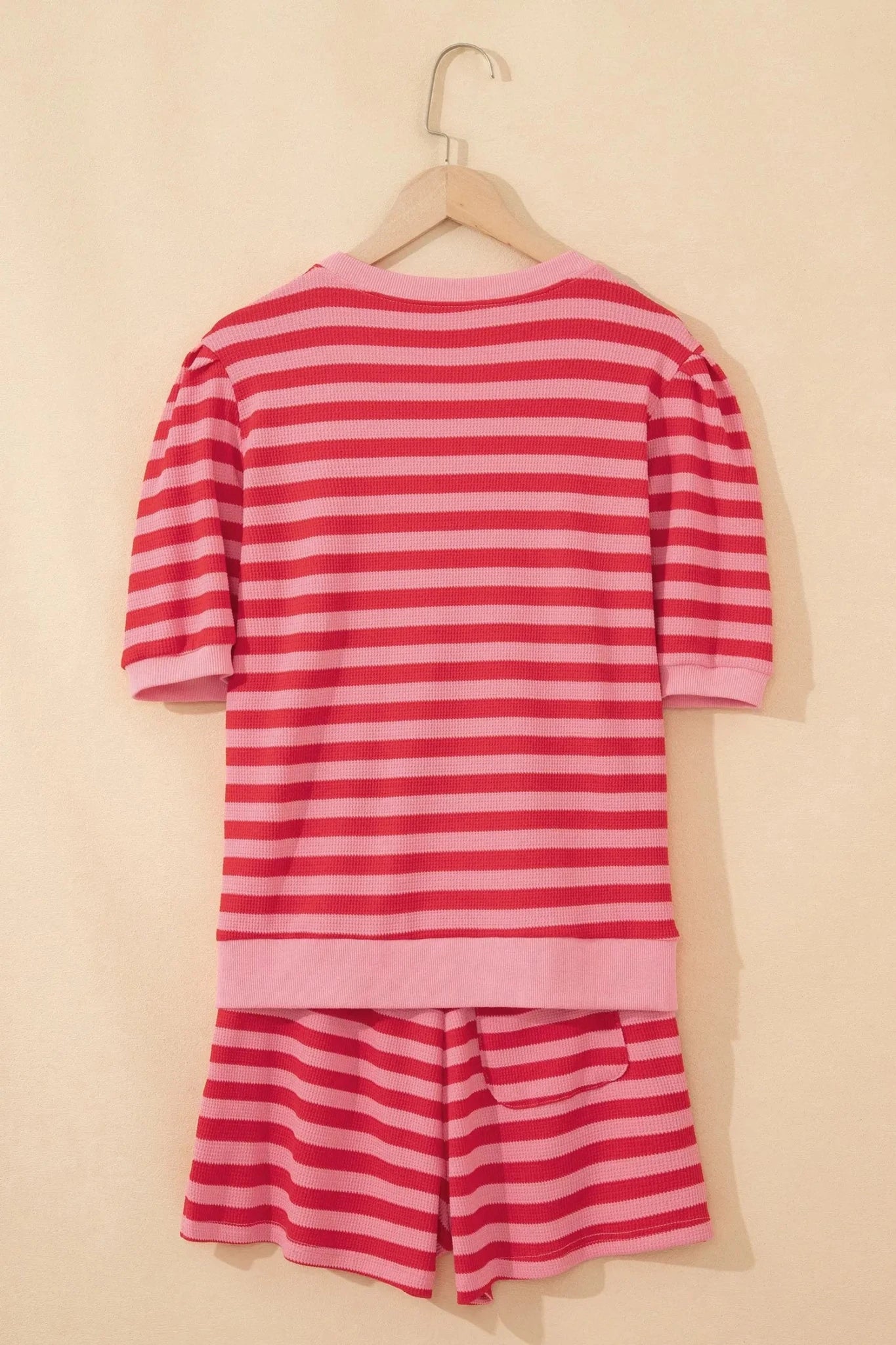 Striped Puff Sleeve Top & Shorts Lounge Set | Zarnesh
