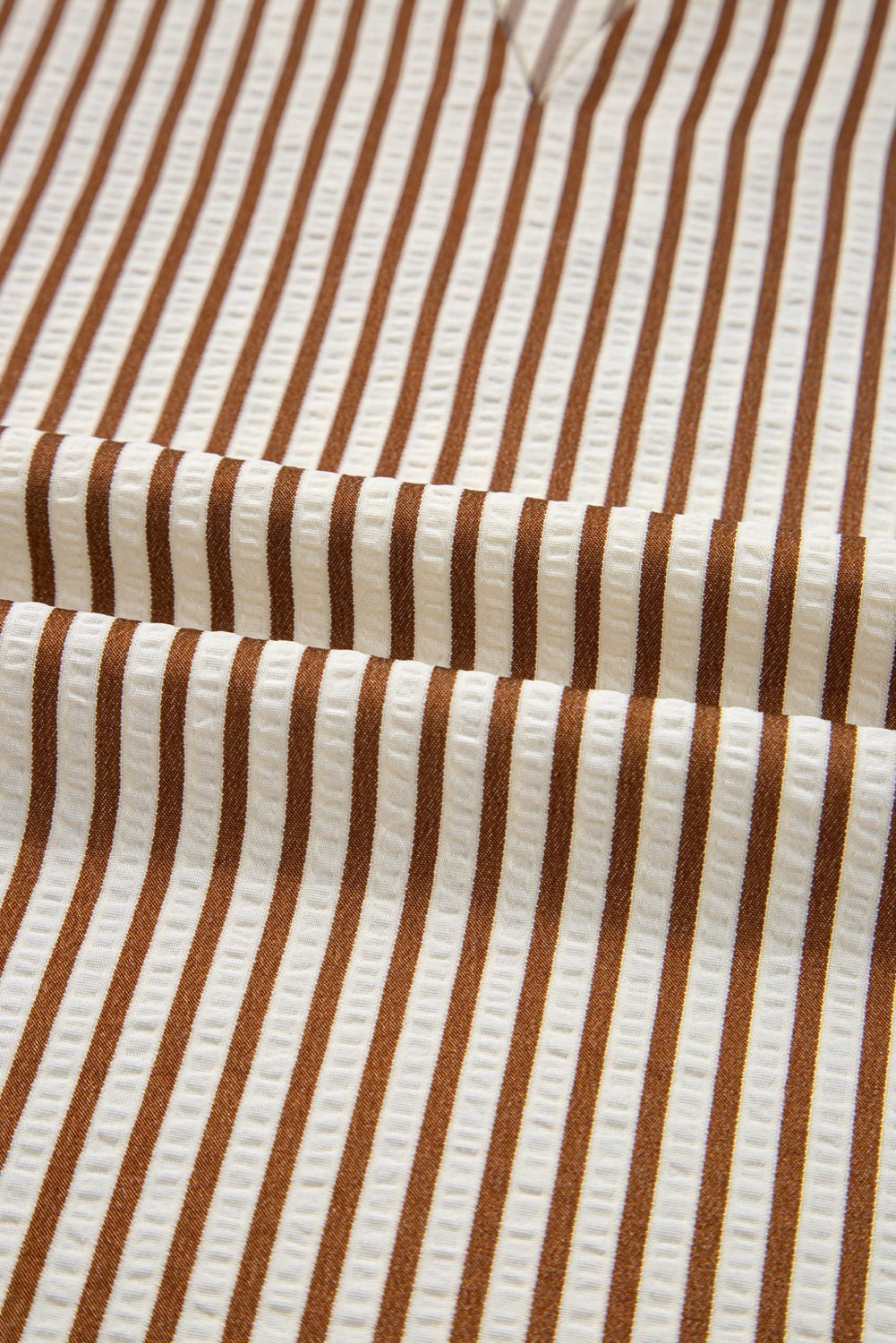 Close-up of brown and white striped fabric