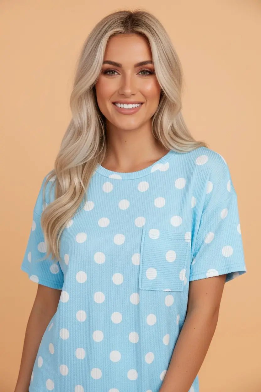 Textured Polka Dot Drop Shoulder T-Shirt | Zarnesh