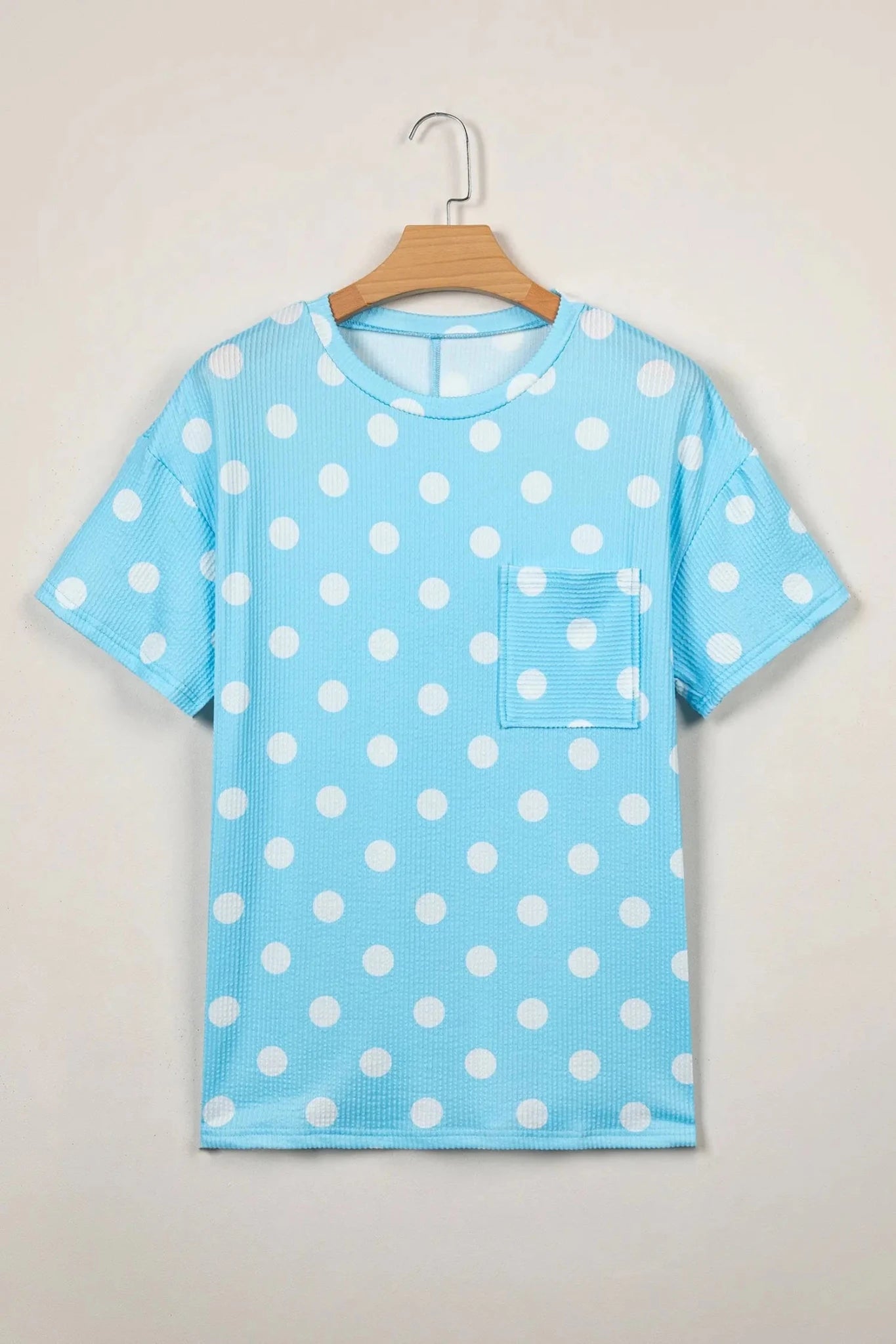 Textured Polka Dot Drop Shoulder T-Shirt | Zarnesh