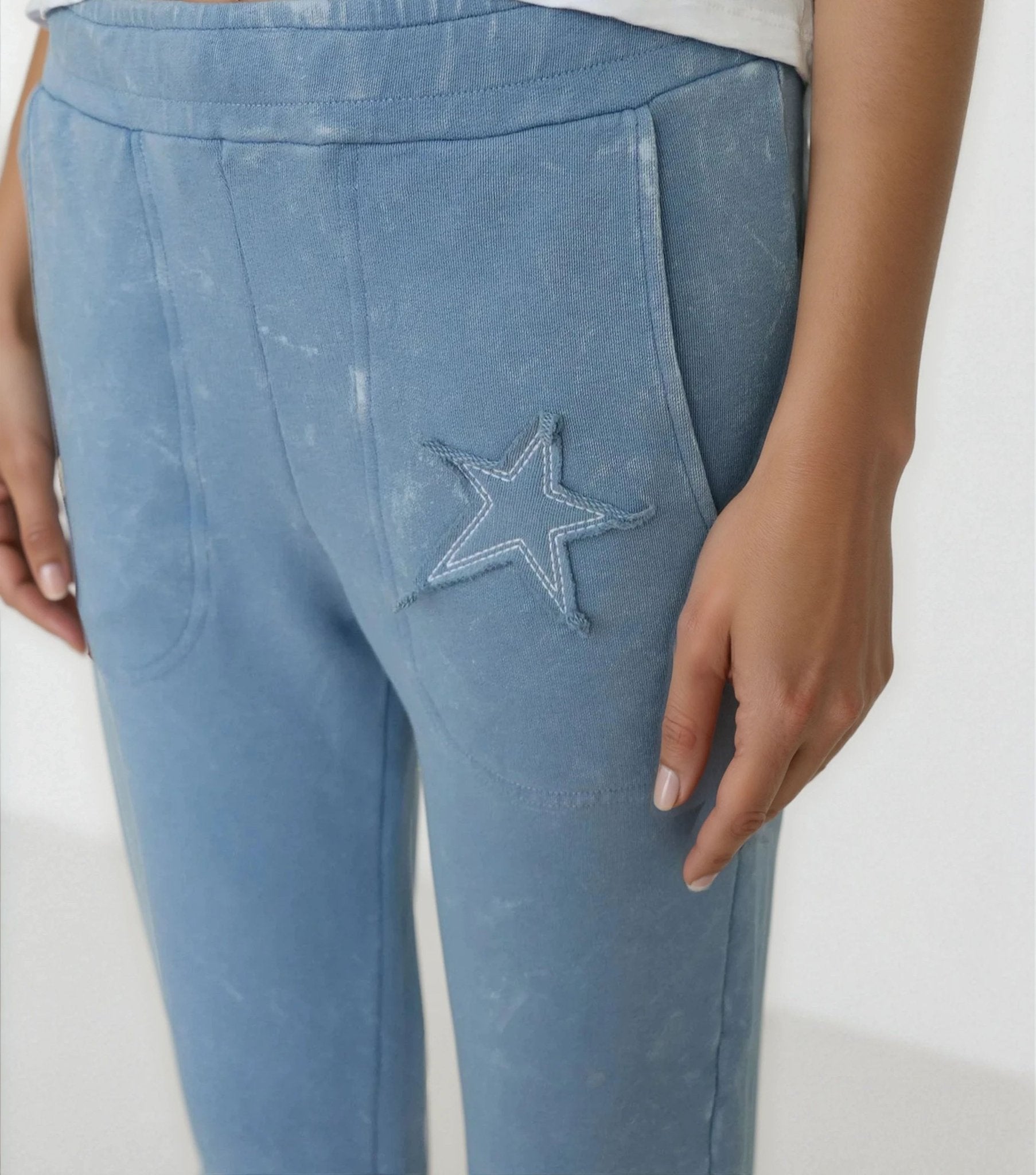 Topstitch Cuff Star Patch Sweatpants Joggers | Zarnesh
