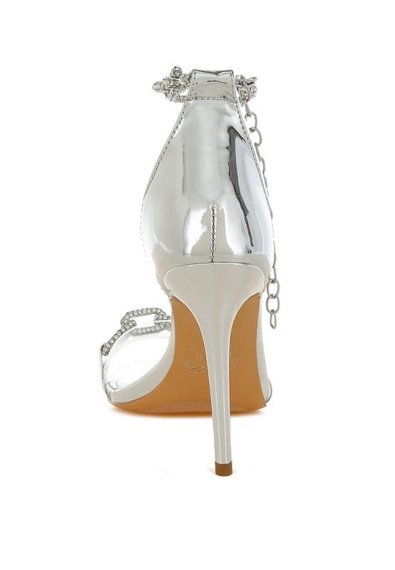 Rhinestone Chain Stiletto Metallic Heels | Zarnesh